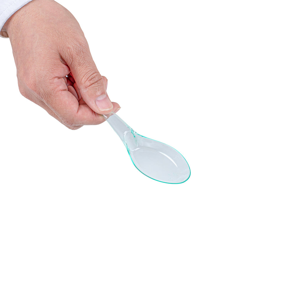 Mini Serve Seagreen Plastic Wave Spoon - 5" x 1 1/2" - 100 count box