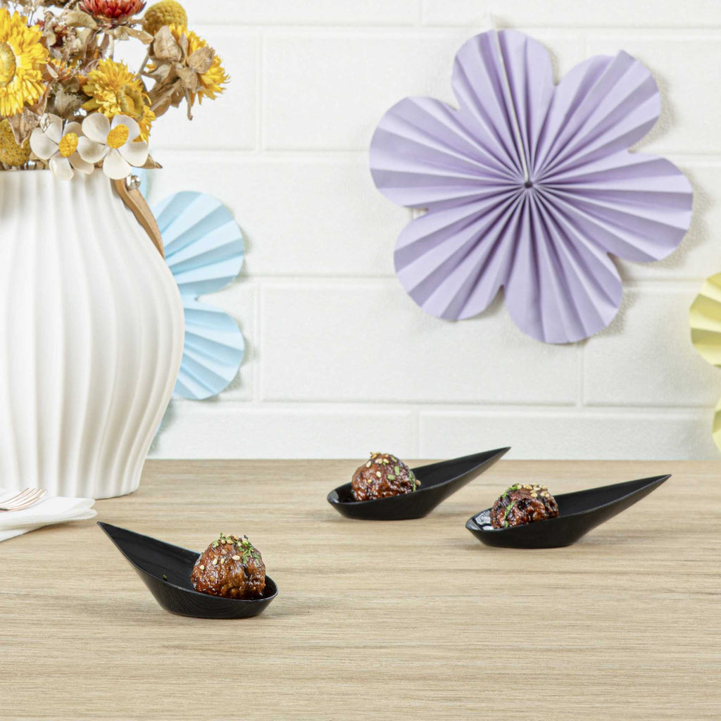 Mini Serve Teardrop Black Plastic Spoon - 4" x 2" x 1/2" - 100 count box