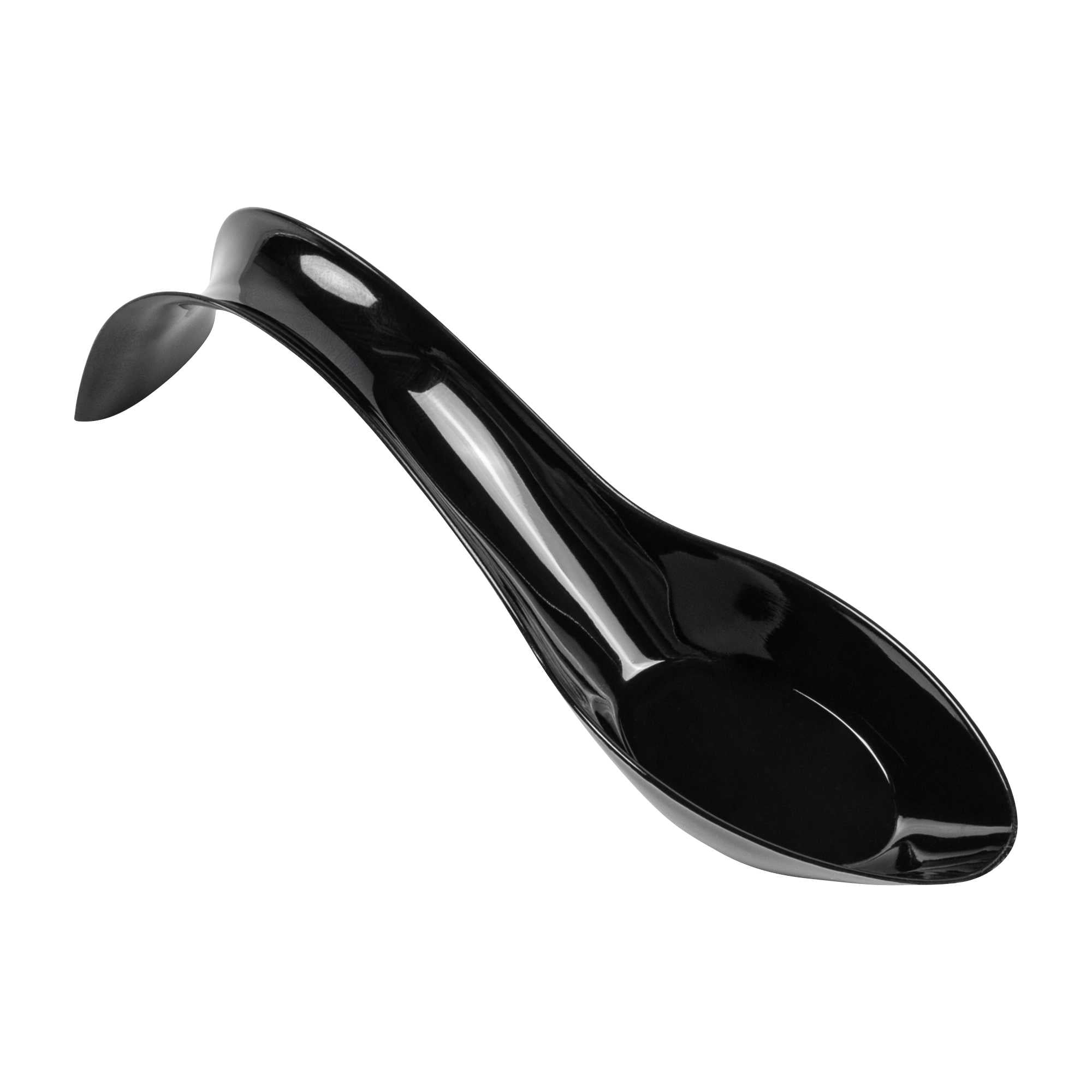 Mini Serve Black Plastic Stiletto Spoon - 5" x 1/2" x 1 1/4" - 100 count box