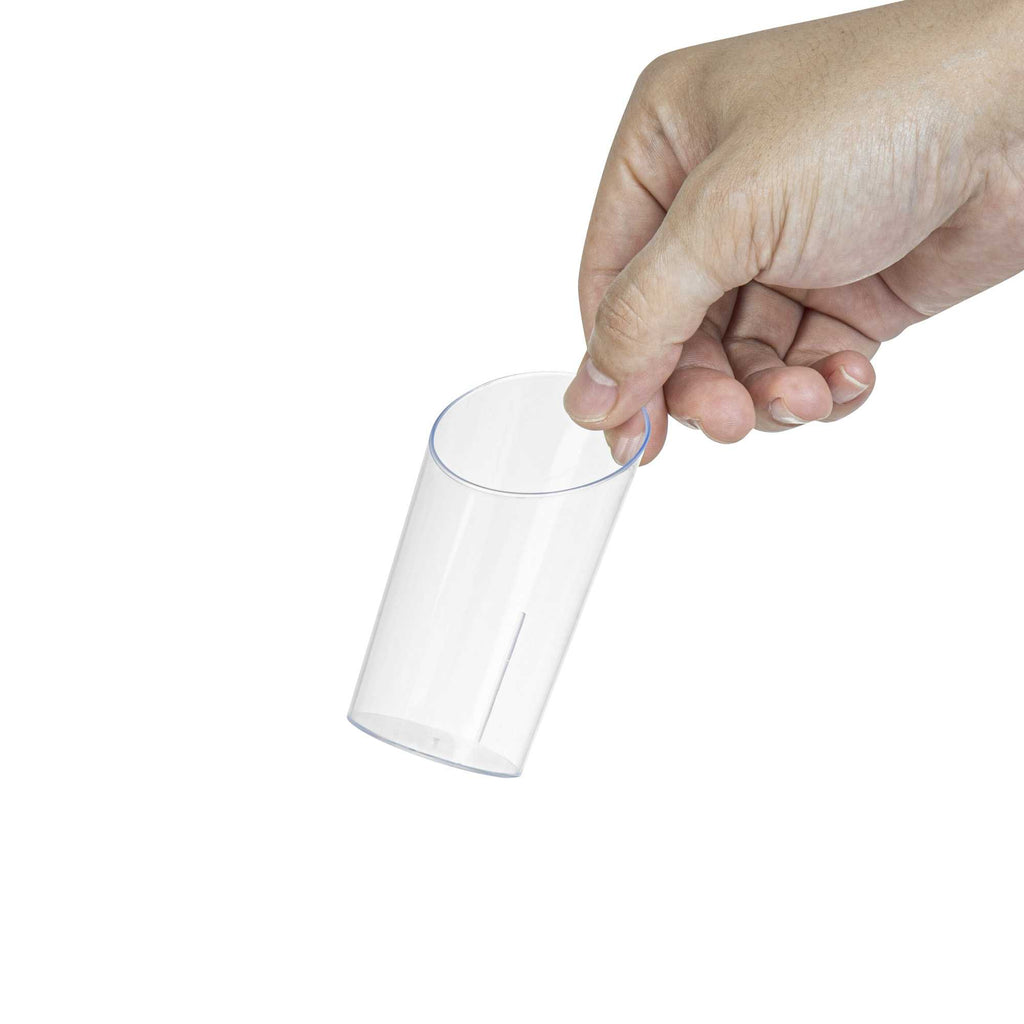 Mini Serve 3 oz Round Clear Plastic Incline Shot Glass - 2" x 2" x 3 1/4" - 100 count box