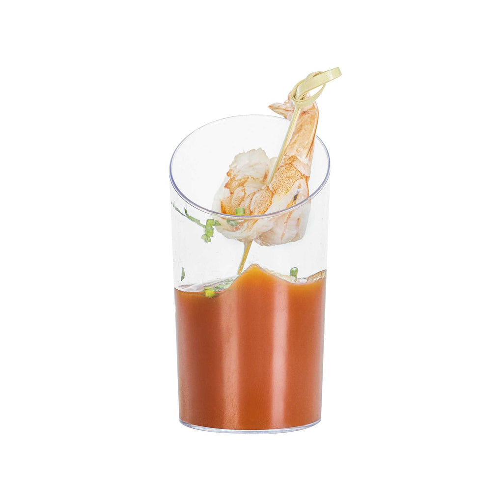 Mini Serve 3 oz Round Clear Plastic Incline Shot Glass - 2" x 2" x 3 1/4" - 100 count box