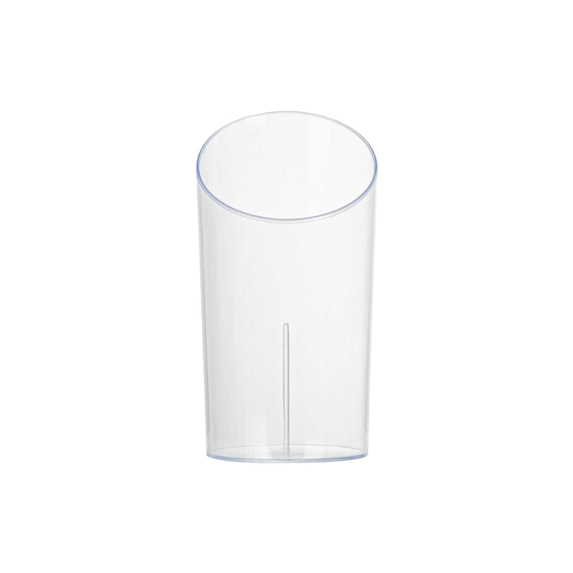 Mini Serve 3 oz Round Clear Plastic Incline Shot Glass - 2" x 2" x 3 1/4" - 100 count box