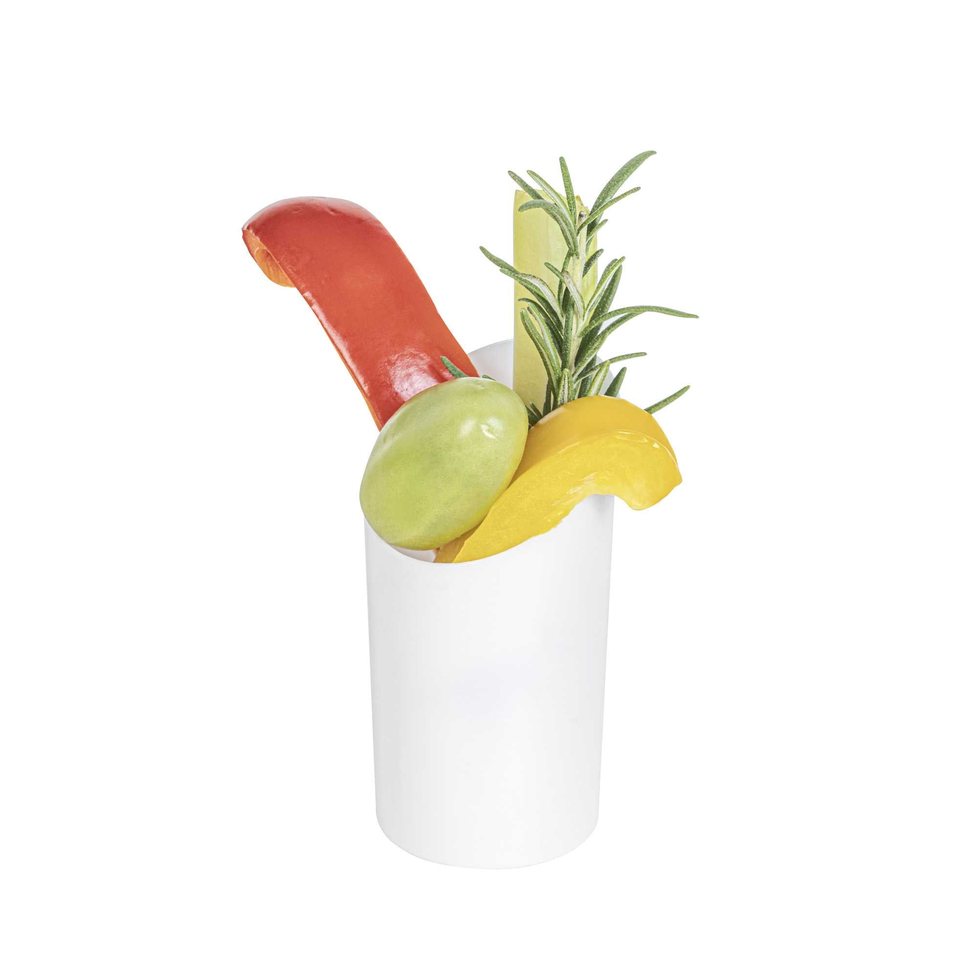 Mini Serve 3 oz Round White Plastic Incline Shot Glass - 2" x 2" x 3 1/4" - 100 count box