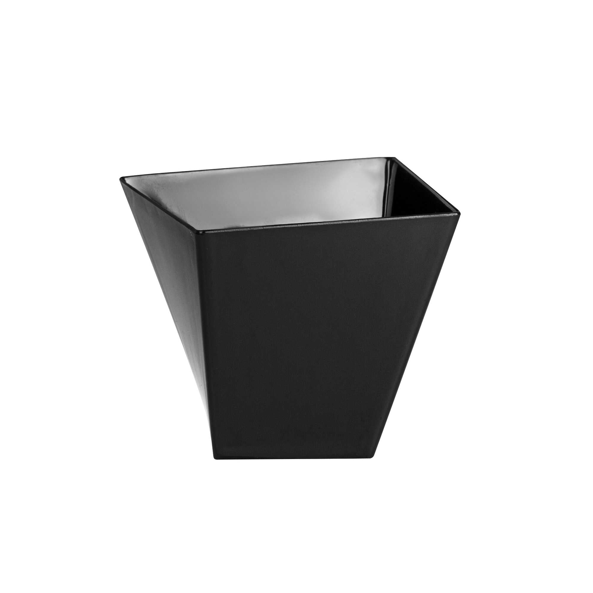 Mini Serve 2 oz Square Black Plastic Girata Dessert Dish - 2" x 2" x 1 3/4" - 100 count box