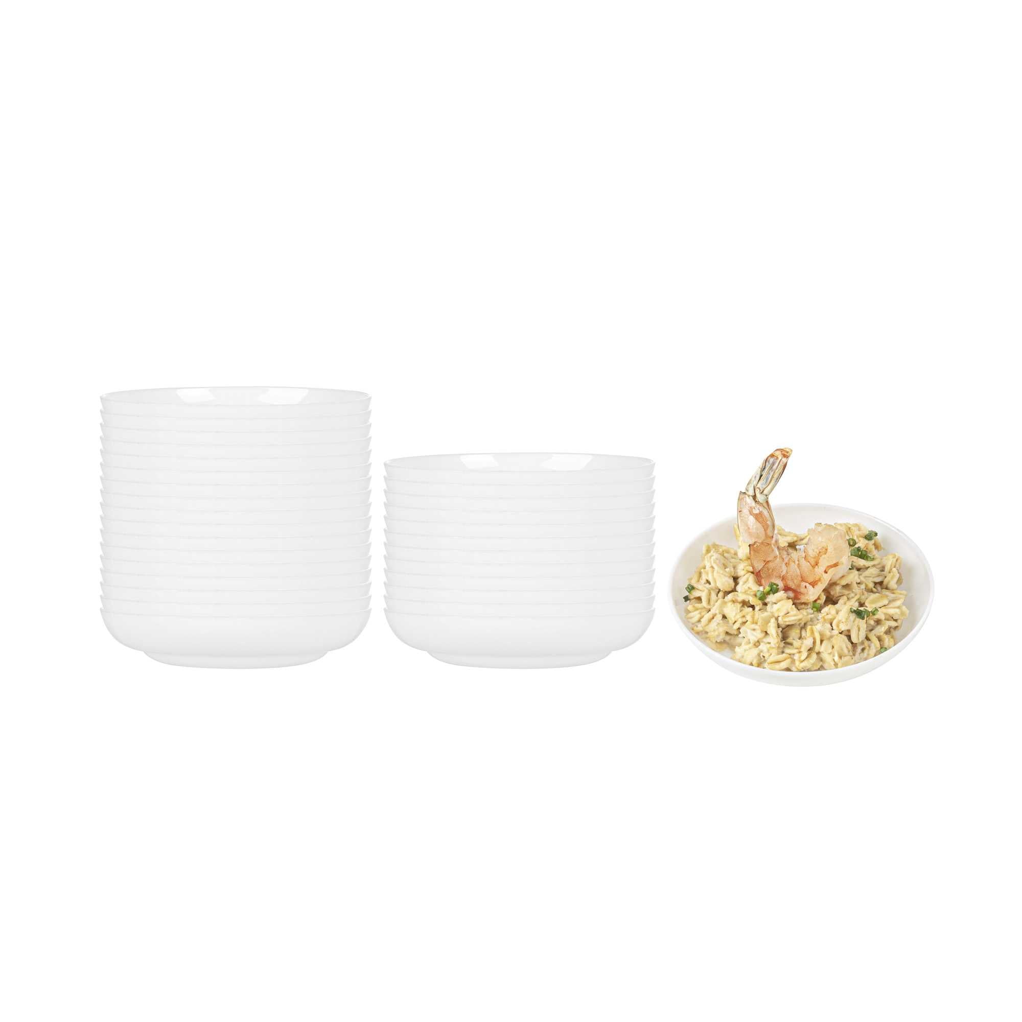 Mini Serve Round White Plastic Mini Rotondo Plate - 3 1/4" x 3 1/4" x 3/4" - 100 count box