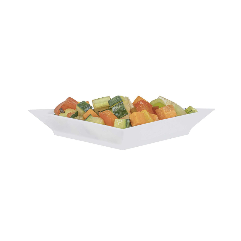 Mini Serve White Plastic Mini Triangolo Appetizer Plate - 4" x 2" - 100 count box