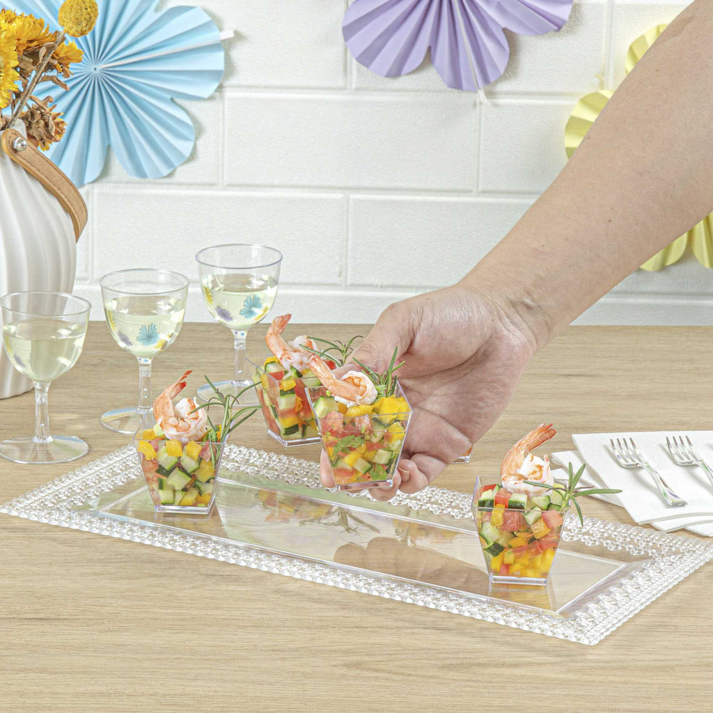Mini Serve 2 oz Square Clear Plastic Mini Kova Cup - 2" x 2" x 1 3/4" - 300 count box