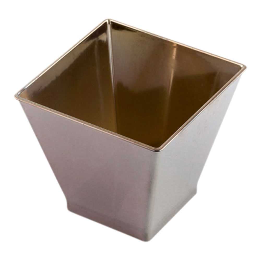Mini Serve 2 oz Square Silver Plastic Mini Kova Cup - 2" x 2" x 1 3/4" - 100 count box