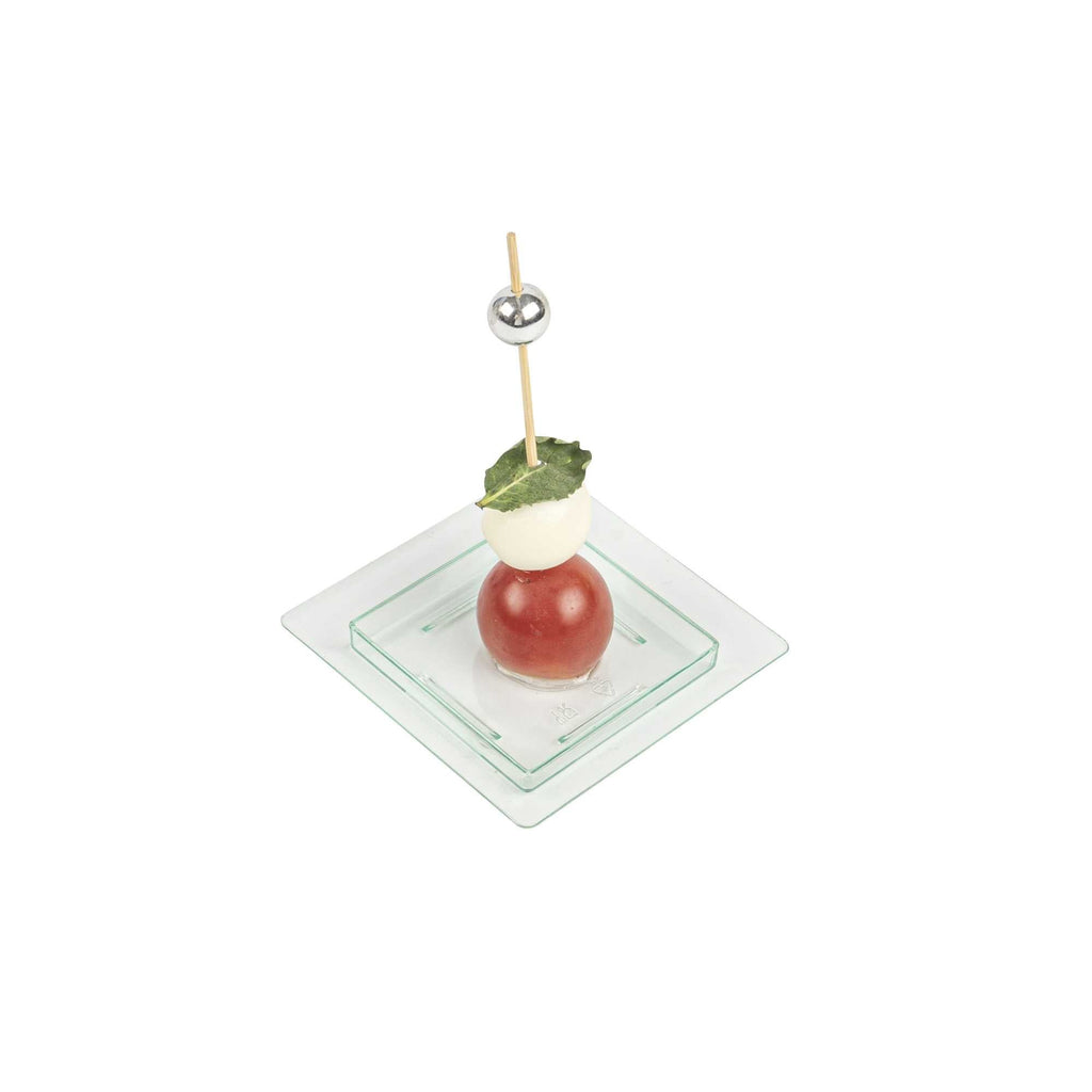 Mini Serve Square Seagreen Plastic Mini Edge Plate - 2 3/4" x 2 3/4" - 100 count box