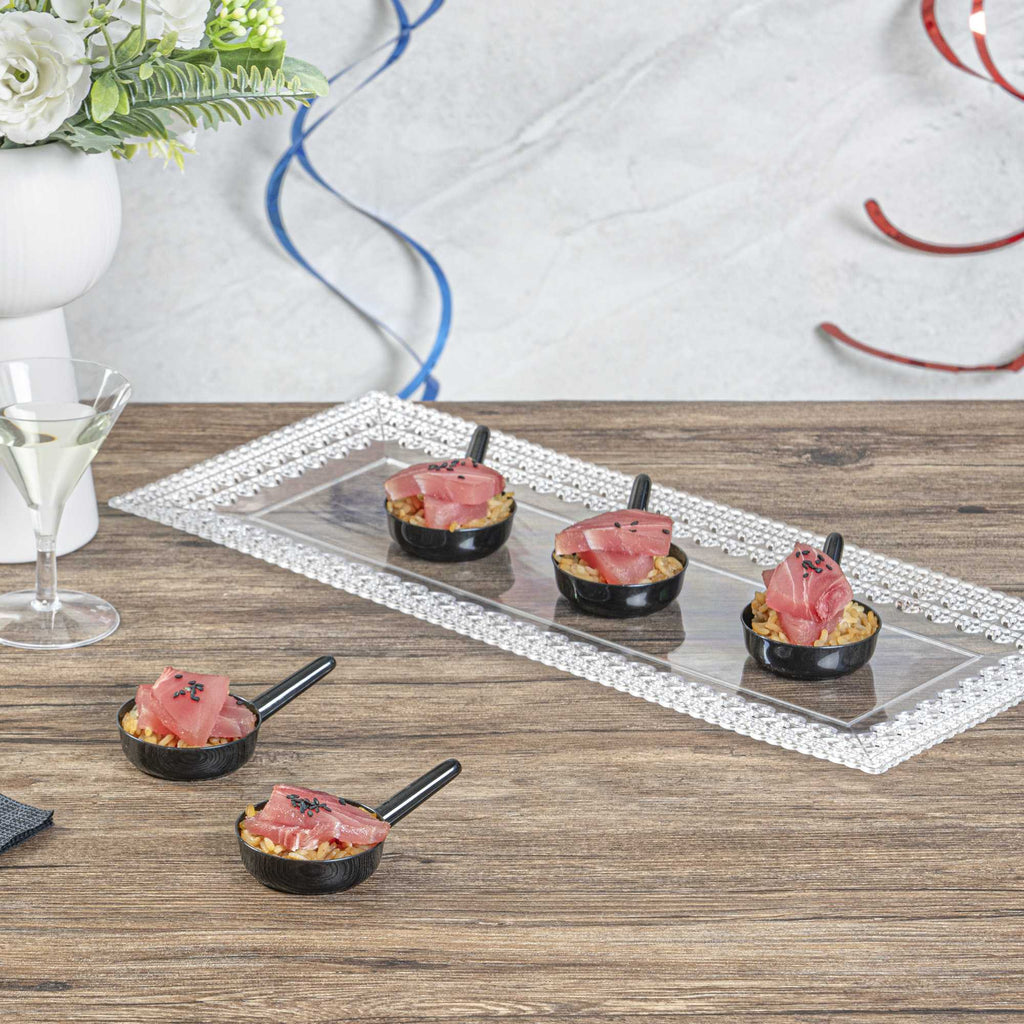 Mini Serve 1 oz Round Black Plastic Mini Sauce Pan - 3 1/4" x 2" x 1/2" - 100 count box