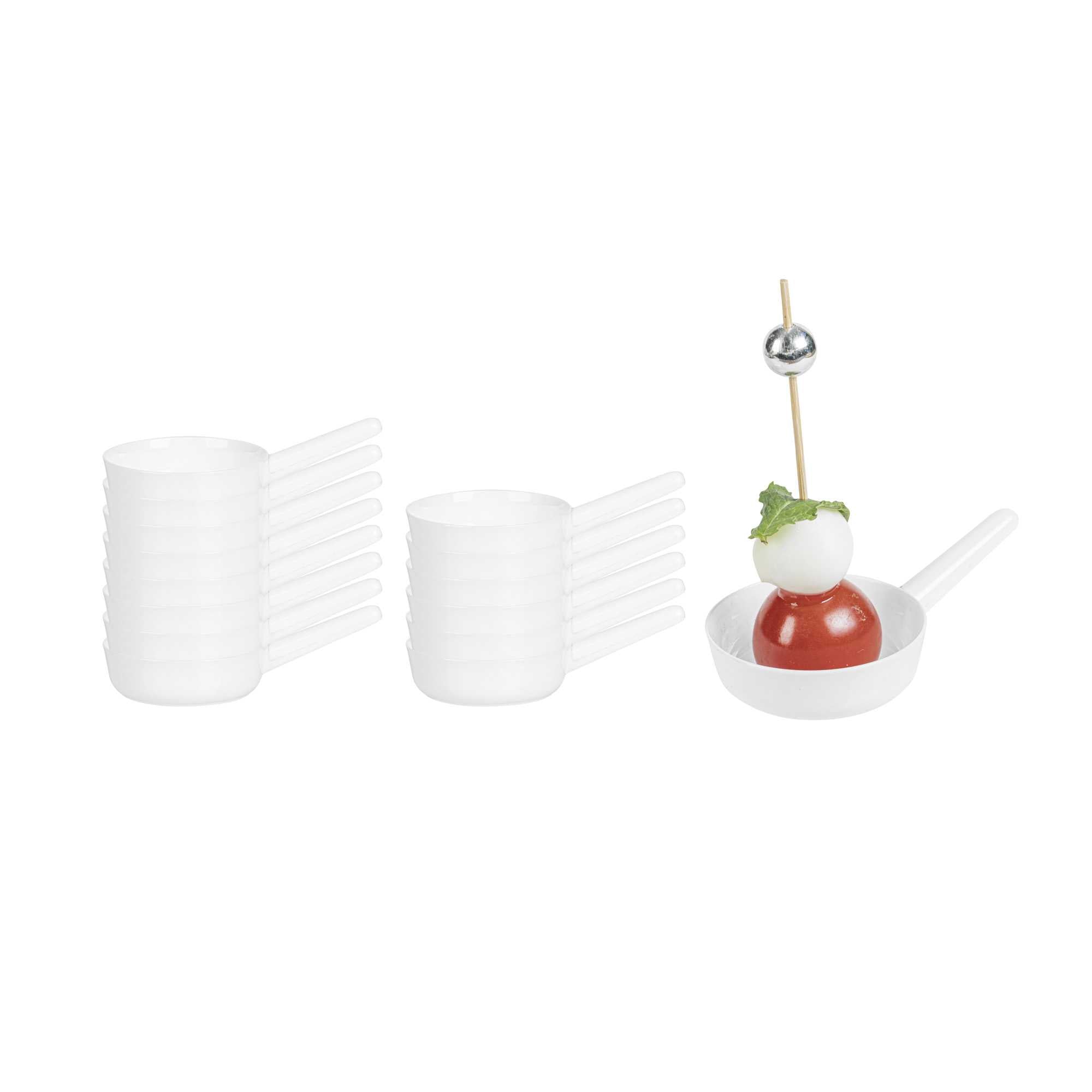 Mini Serve 1 oz Round White Plastic Mini Sauce Pan - 3 1/4" x 2" x 1/2" - 100 count box