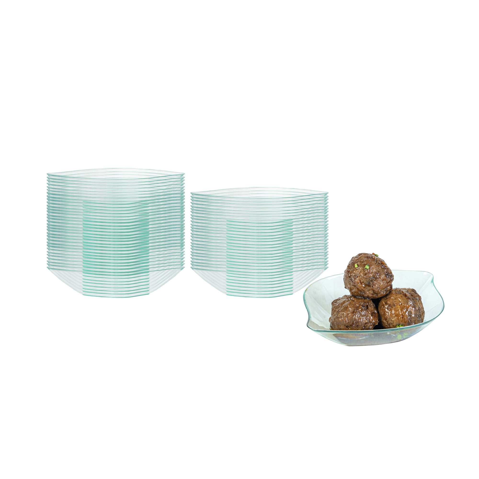 Mini Serve Seagreen Plastic Comma Plate - 3 1/2" x 4 1/2" x 1" - 100 count box