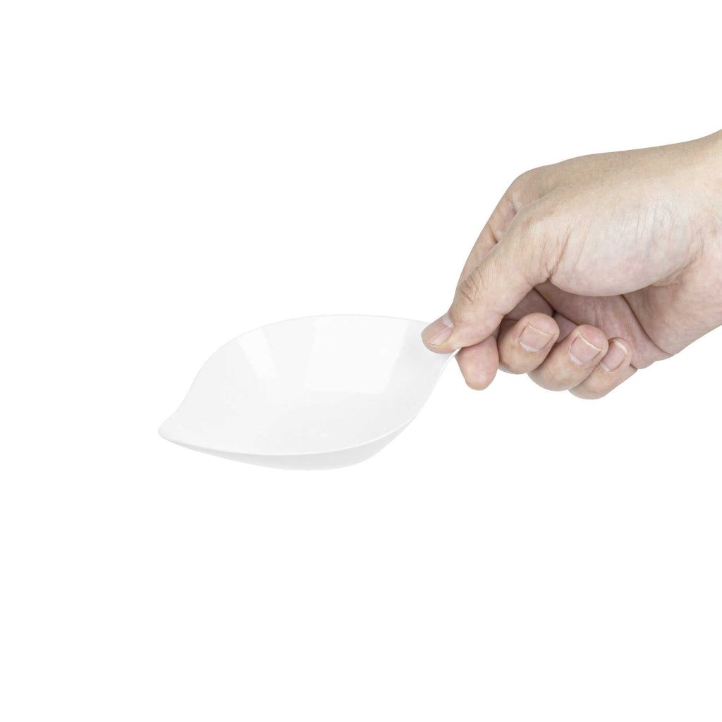 Mini Serve White Plastic Comma Plate - 3 1/2" x 4 1/2" x 1" - 100 count box