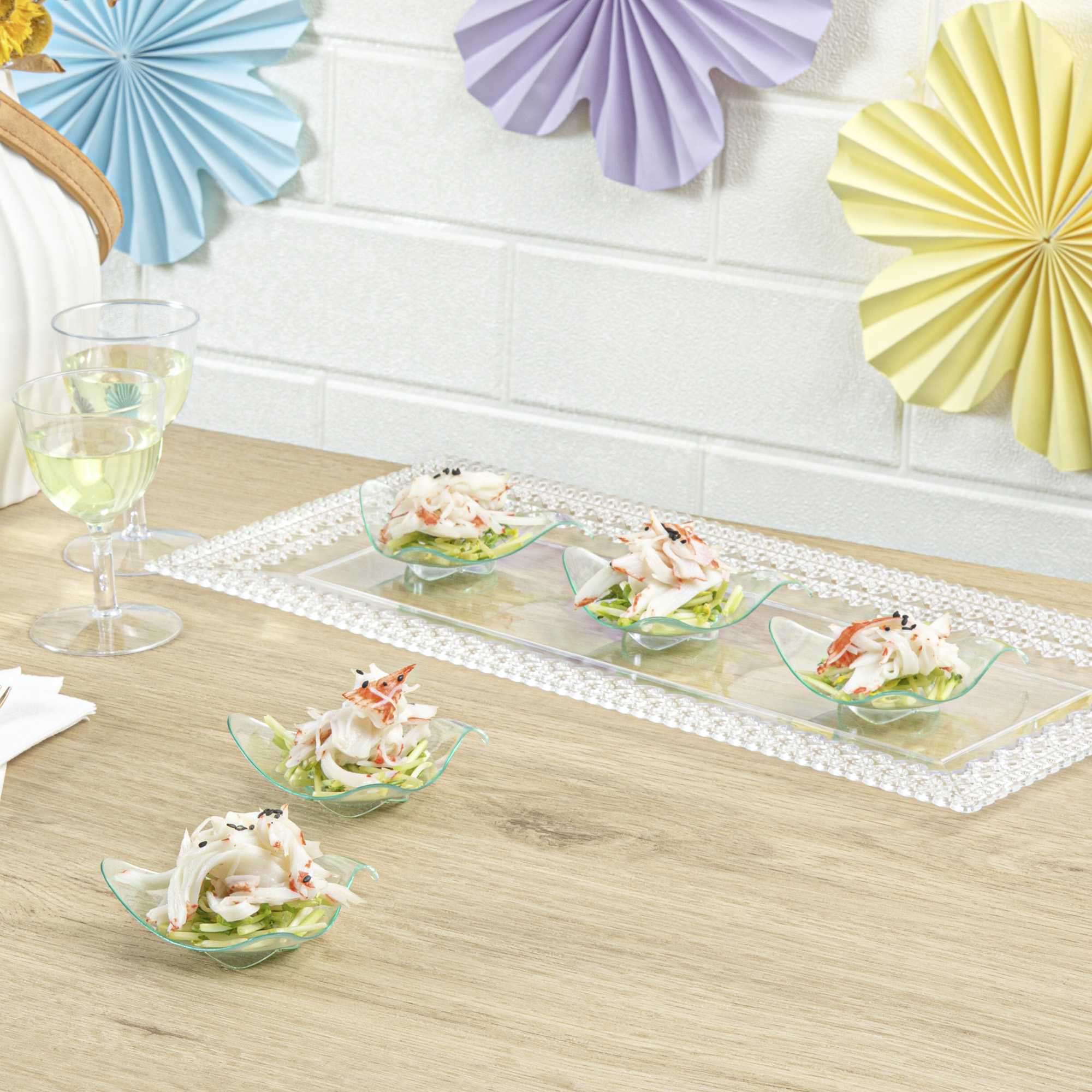Mini Serve Triangle Seagreen Plastic Shooting Star Appetizer Plate - 3" x 3" - 100 count box