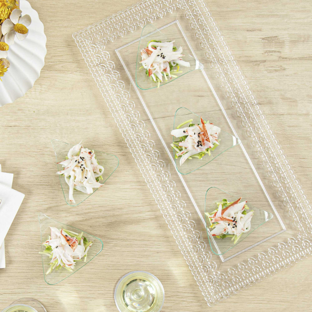 Mini Serve Triangle Seagreen Plastic Shooting Star Appetizer Plate - 3" x 3" - 100 count box