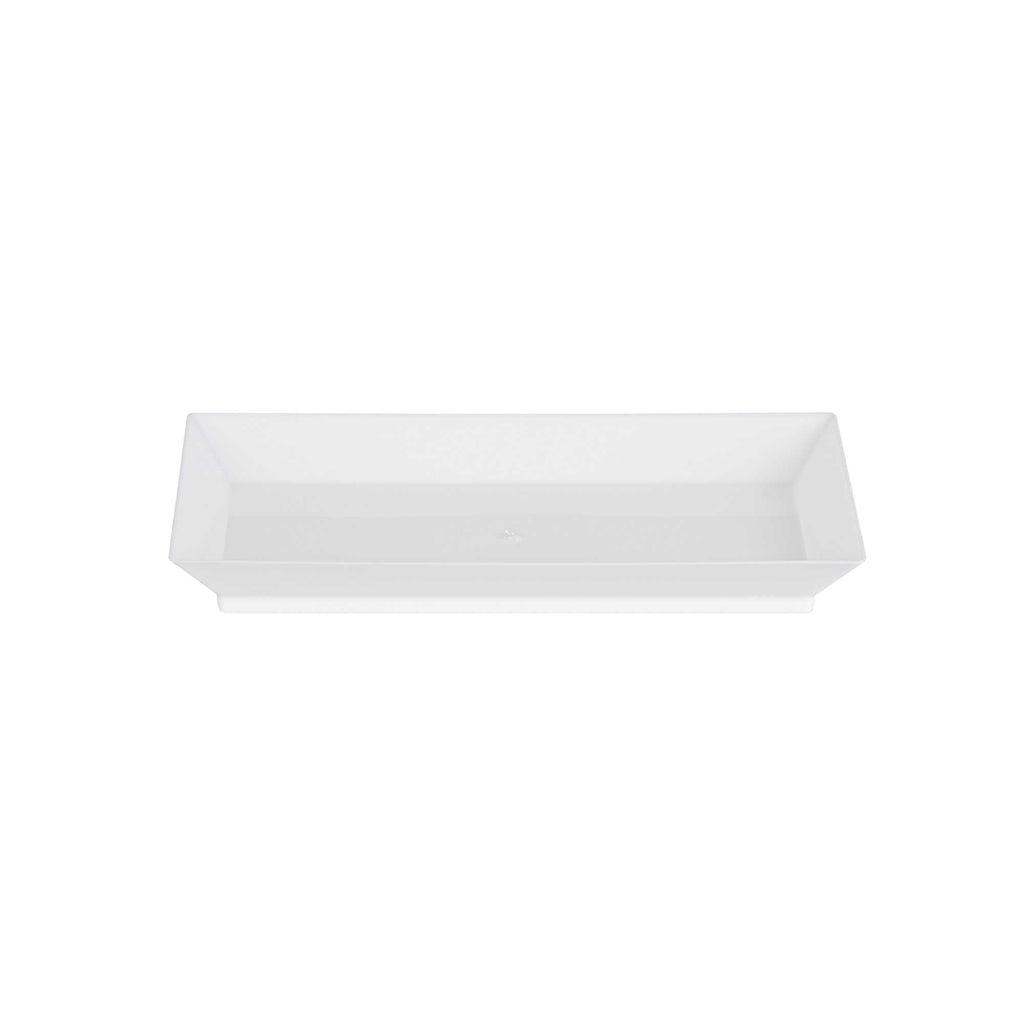 Mini Serve Rectangle White Plastic Plate - 5" x 2 1/2" x 1/2" - 100 count box