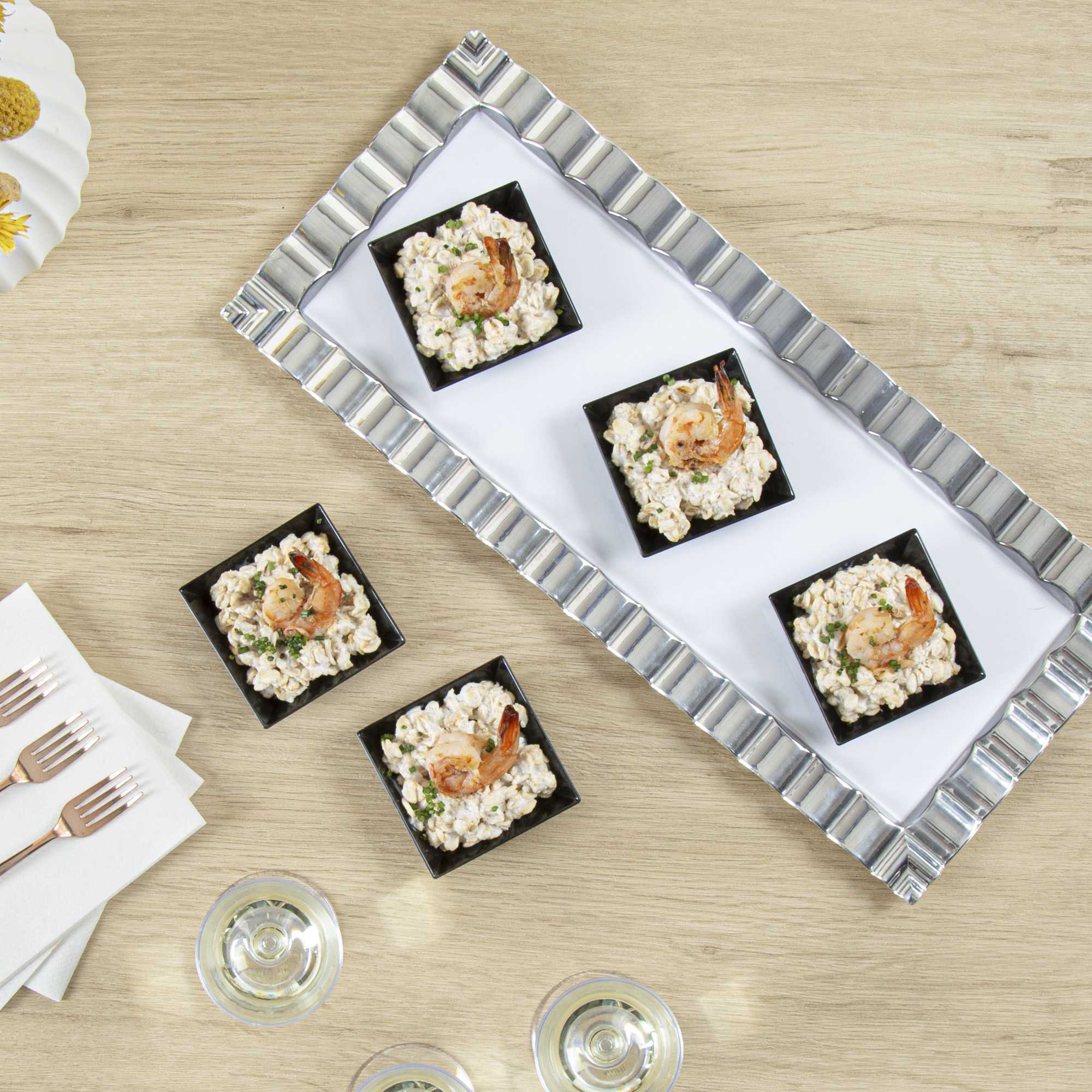 Mini Serve Square Black Plastic Mini Modern Plate - 2 1/2" x 2 1/2" x 1/2" - 100 count box
