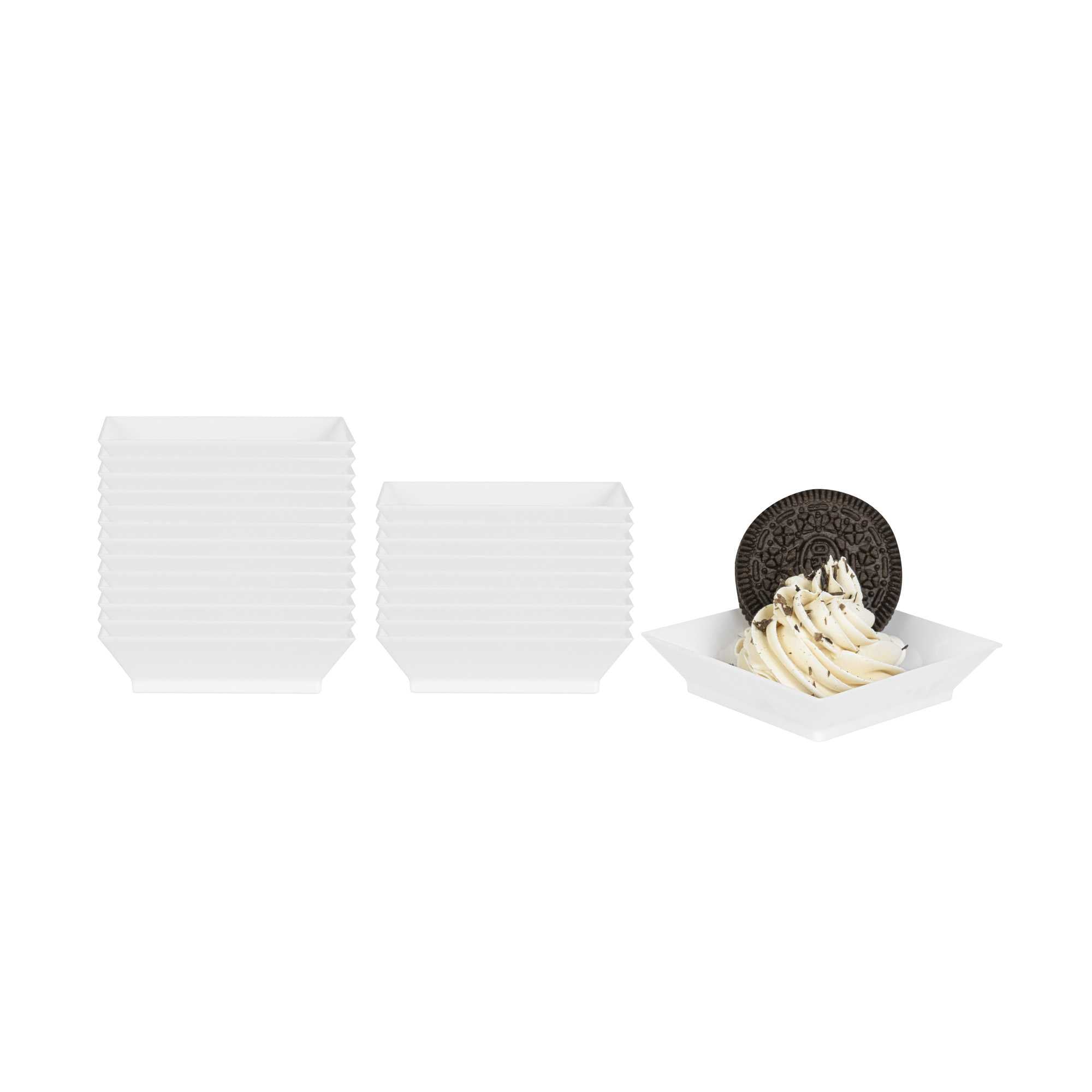 Mini Serve Square White Plastic Mini Modern Plate - 2 1/2" x 2 1/2" x 1/2" - 100 count box