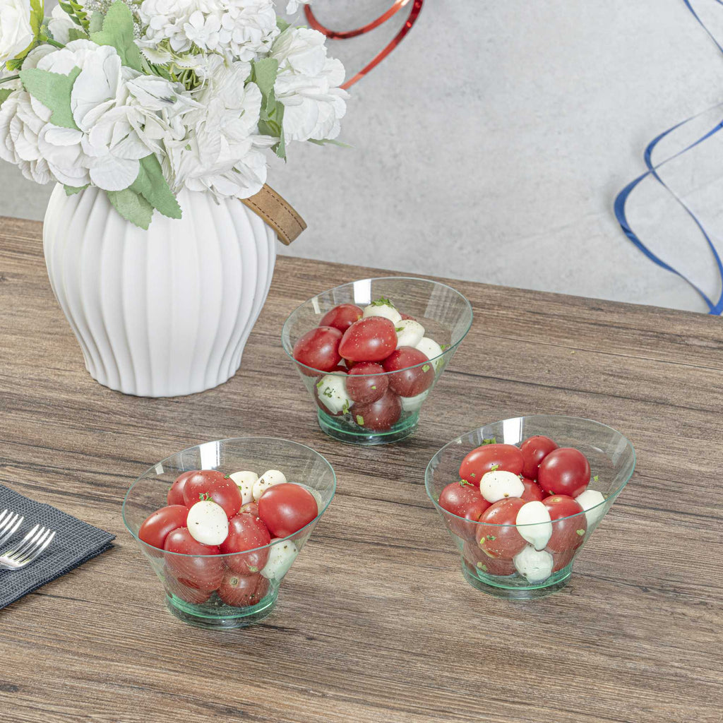 Mini Serve 7 oz Round Seagreen Plastic Incline Bowl - 4 1/4" x 4 1/4" x 2 3/4" - 100 count box