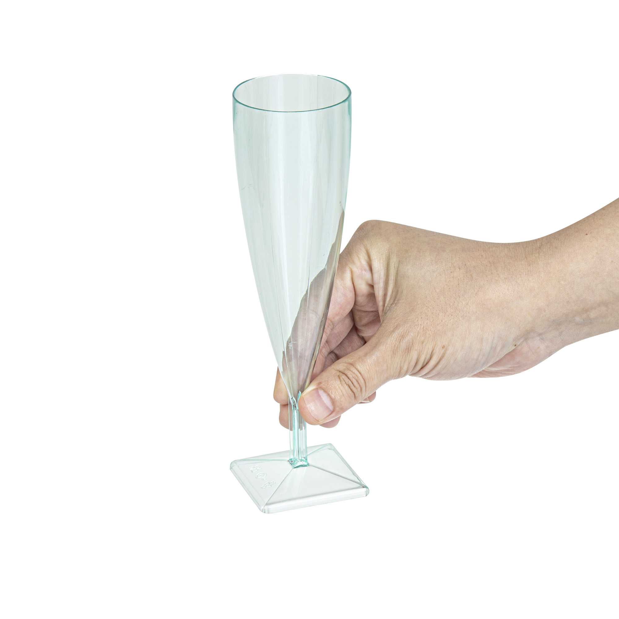 Bev Tek 5 oz Seagreen Plastic Champagne Flute - 2" x 2" x 7" - 100 count box