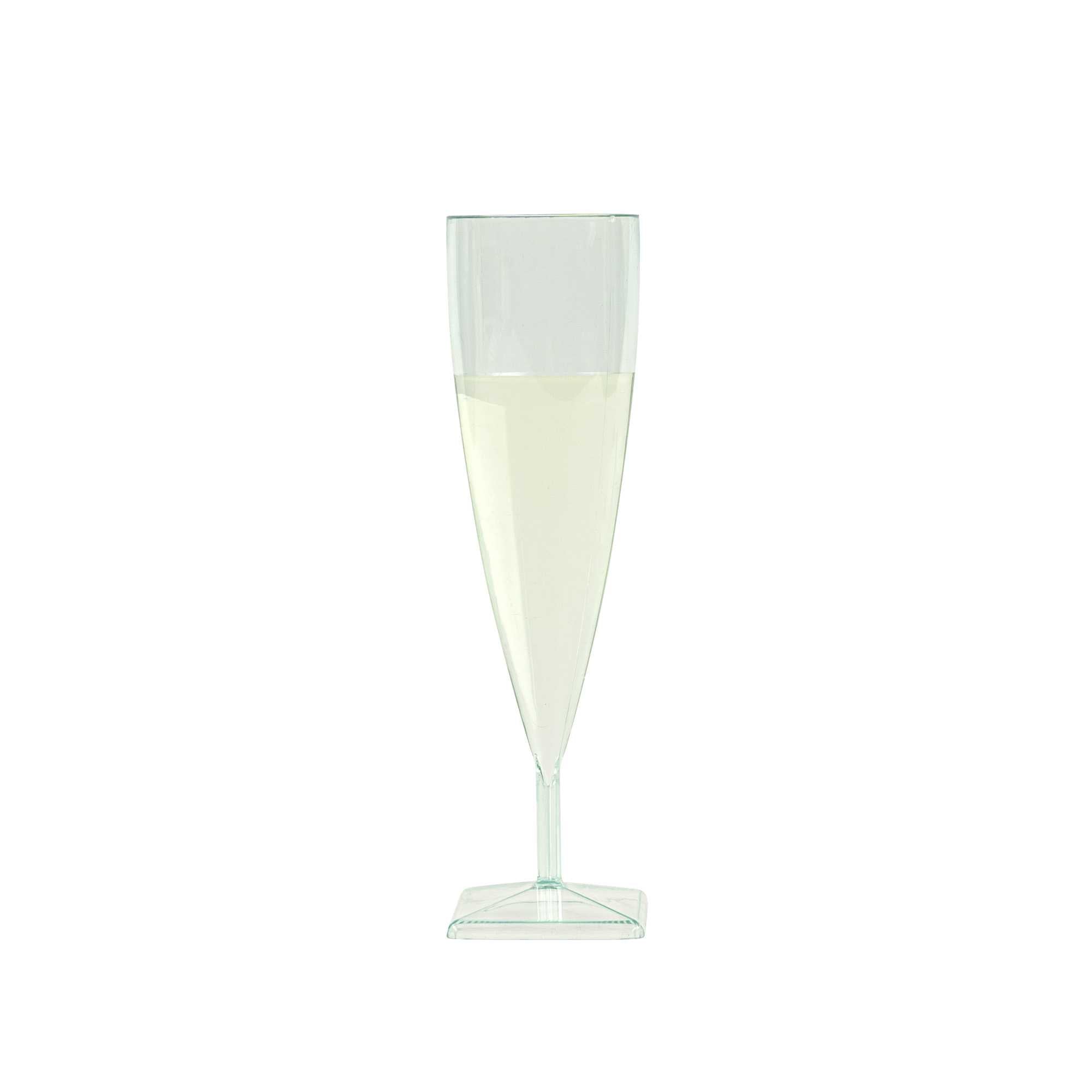 Bev Tek 5 oz Seagreen Plastic Champagne Flute - 2" x 2" x 7" - 100 count box