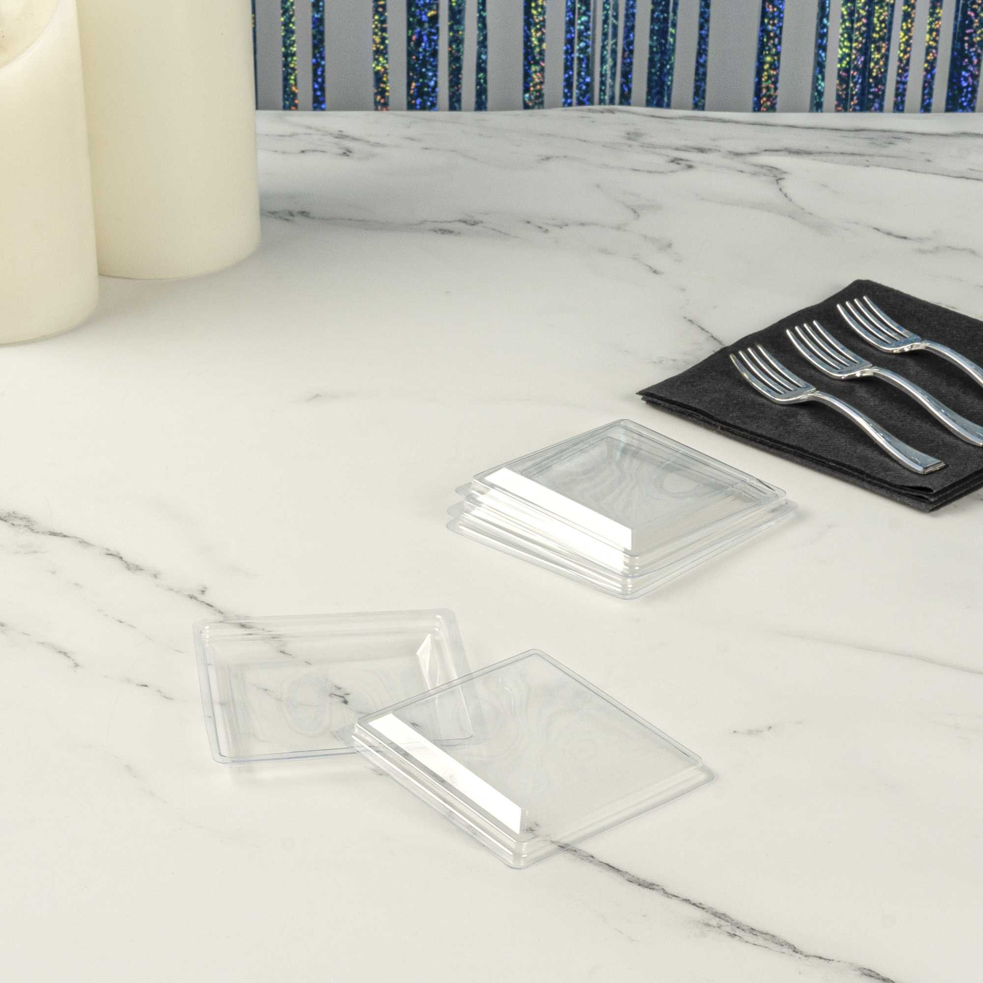 Mini Serve Square Clear Plastic Lid - Fits Large Kova Cup - 100 count box
