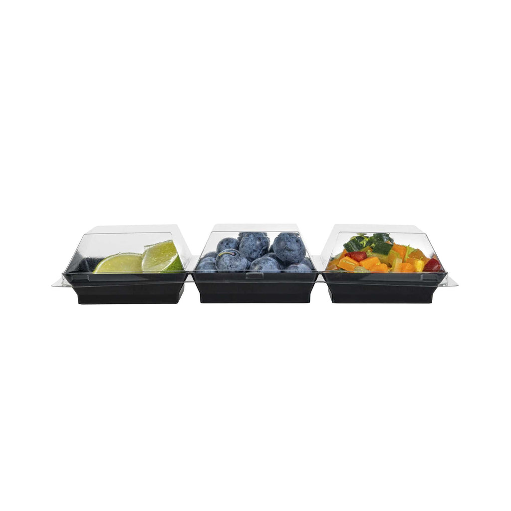 Mini Serve Rectangle Clear Plastic Lid - Fits Terzetto Plate - 100 count box