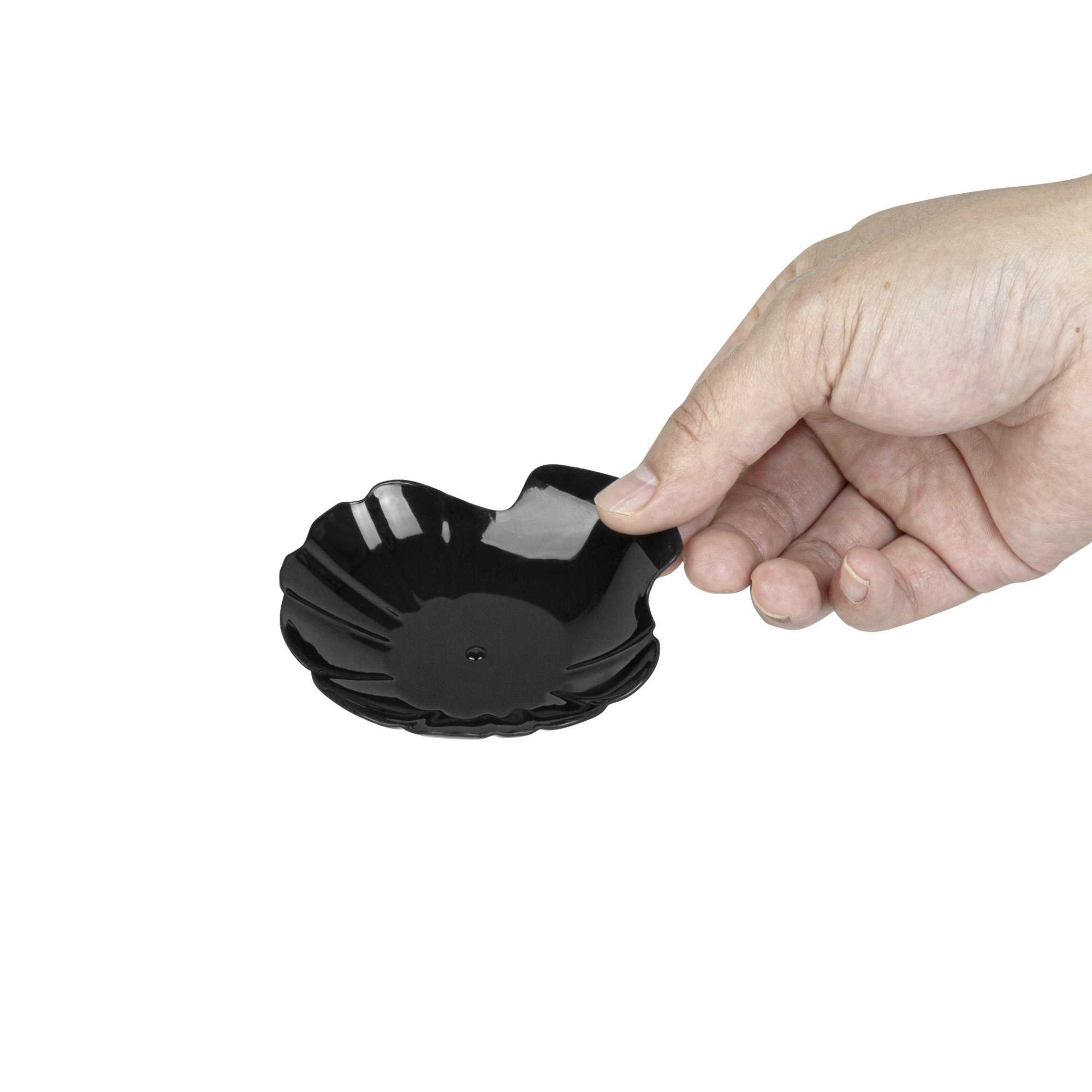 Mini Serve Black Plastic Shell Plate - 3 1/4" x 3 1/4" x 1/2" - 100 count box