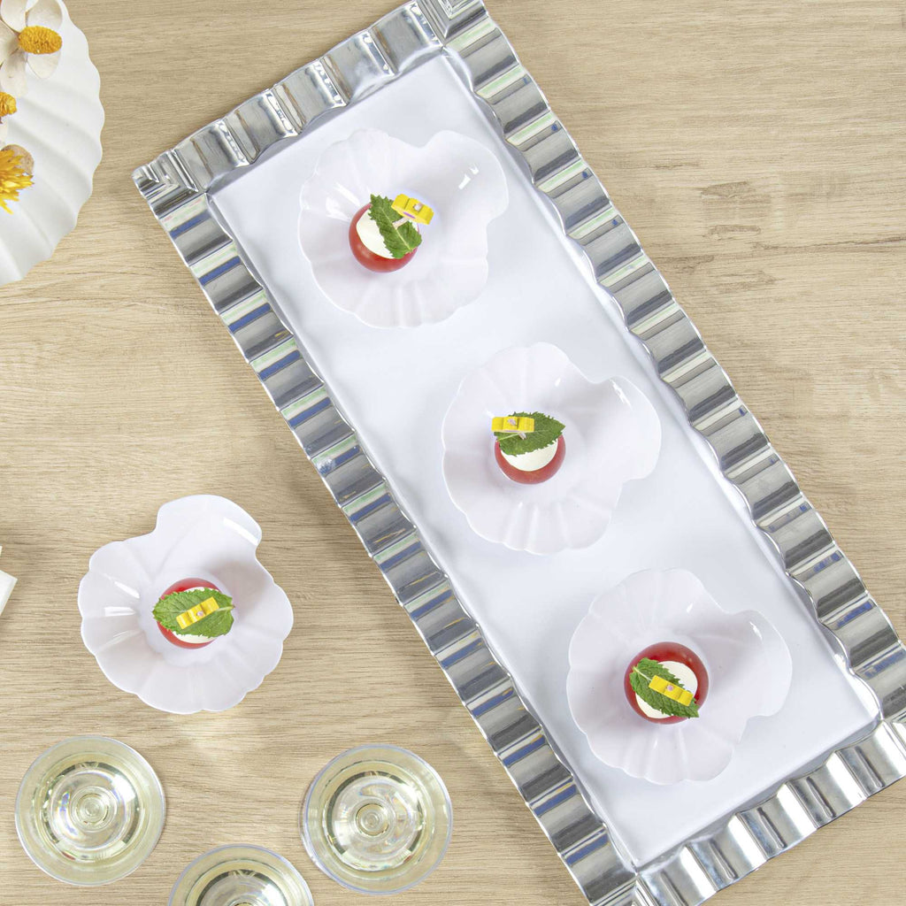 Mini Serve White Plastic Shell Plate - 3 1/4" x 3 1/4" x 1/2" - 100 count box