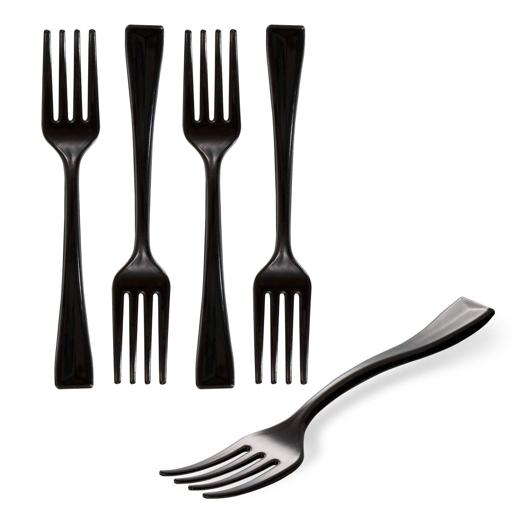 Mini Serve Black Plastic Mini Fork - 4" - 500 count box
