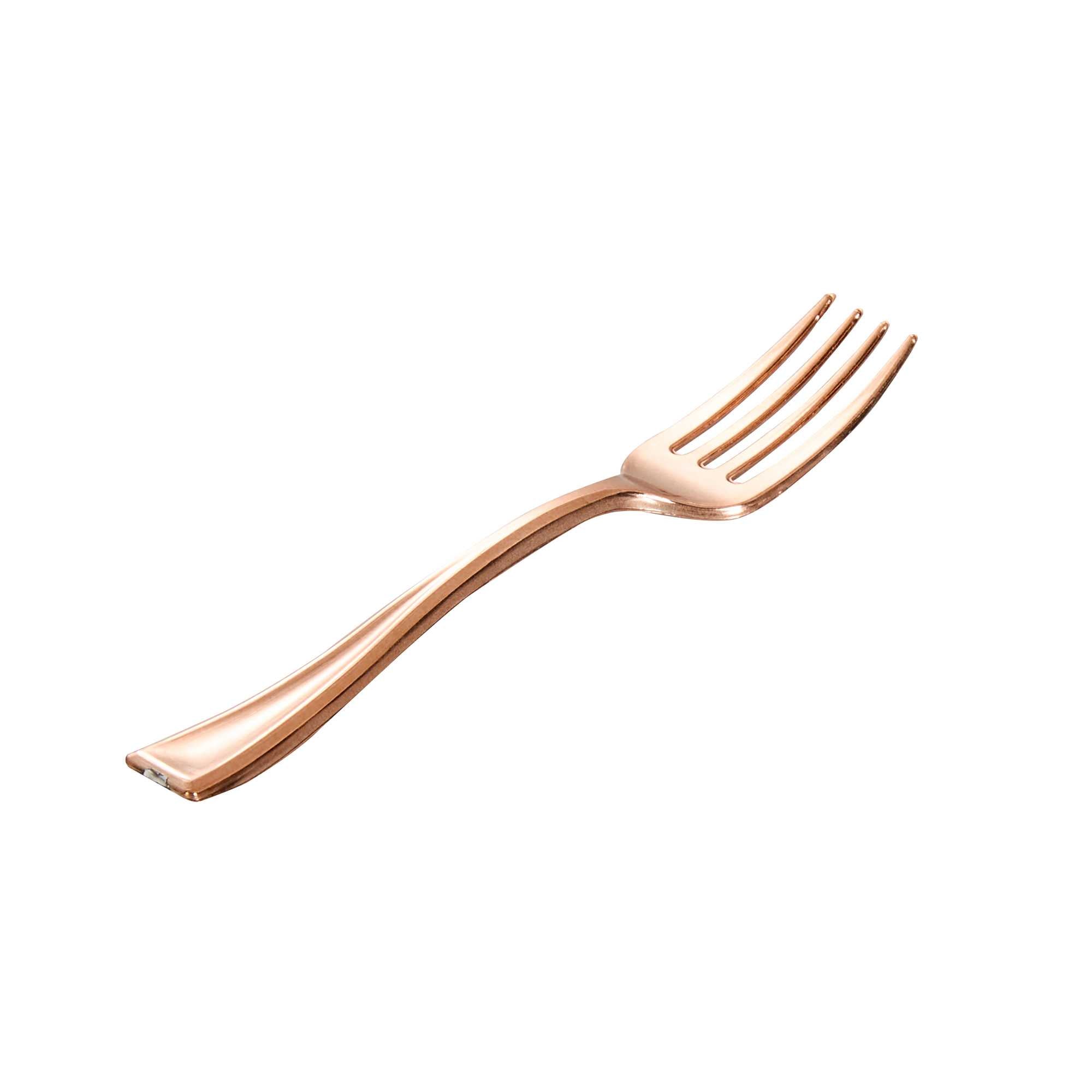 Mini Serve Rose Gold Plastic Mini Fork - 4" - 500 count box