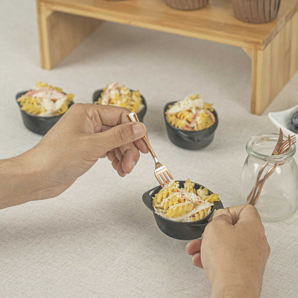 Mini Serve Rose Gold Plastic Mini Fork - 4" - 500 count box