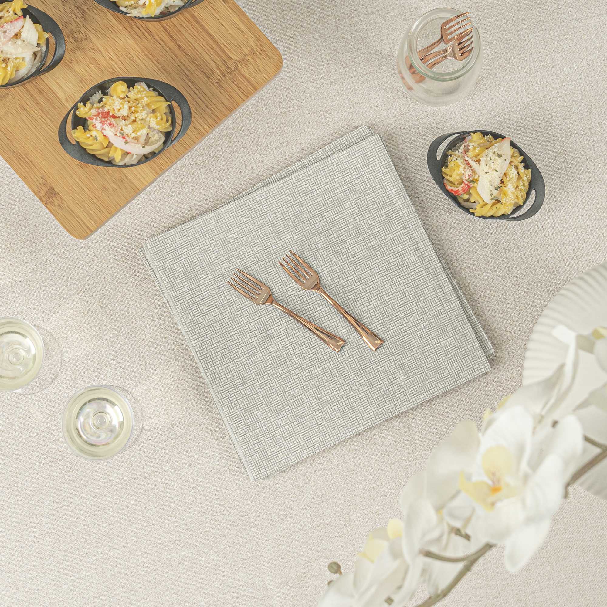 Mini Serve Rose Gold Plastic Mini Fork - 4" - 500 count box