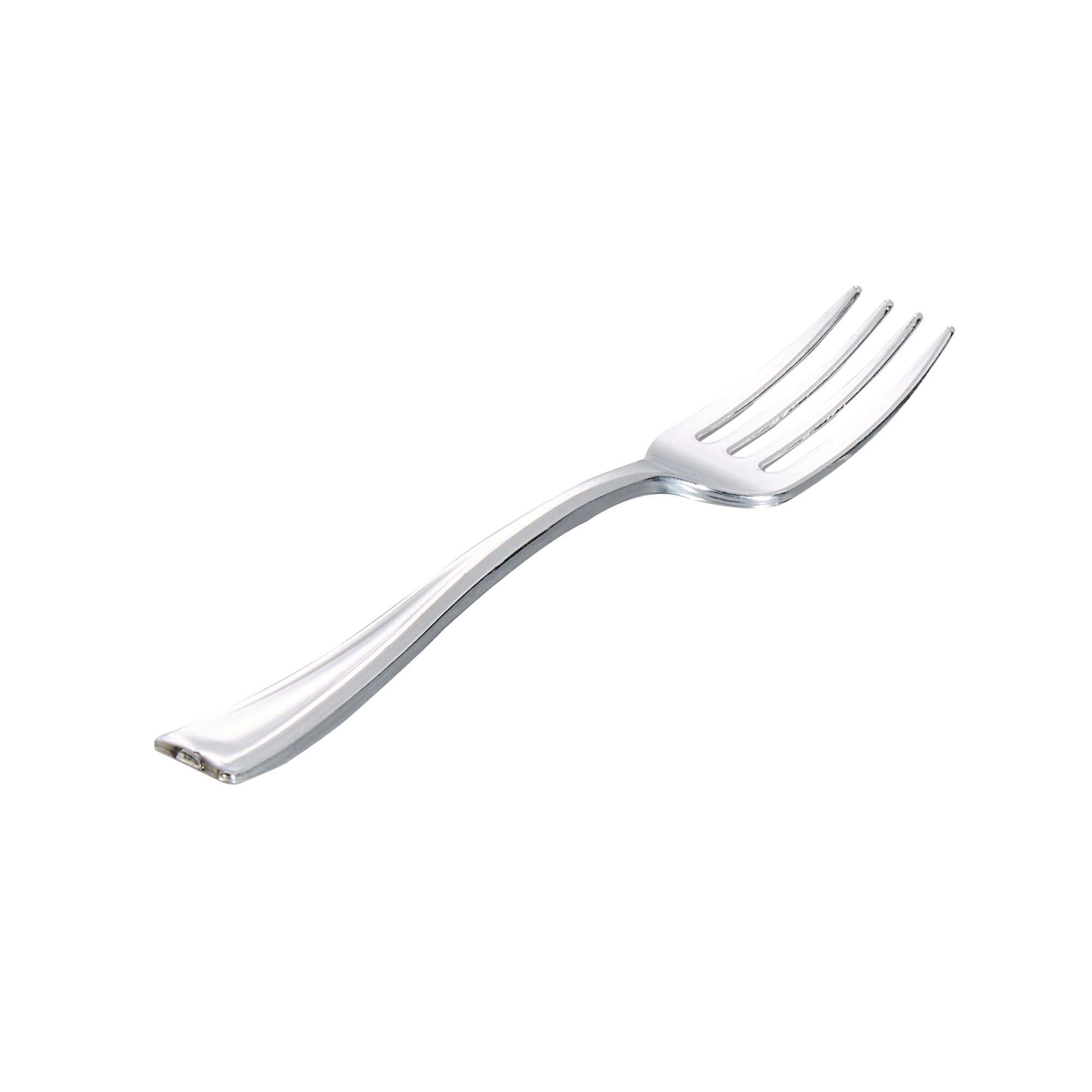 Mini Serve Silver Plastic Mini Fork - 4" - 100 count box