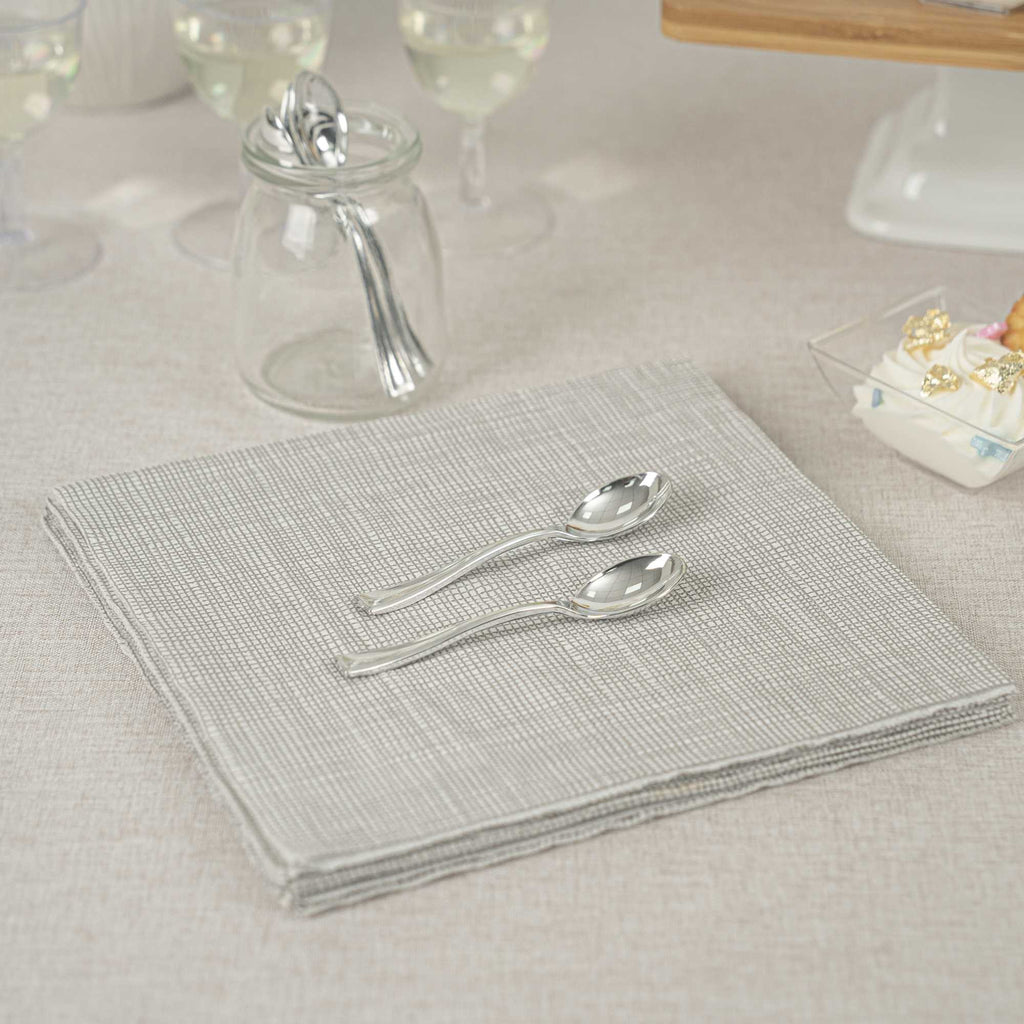 Mini Serve Silver Plastic Mini Spoon - 4" - 500 count box