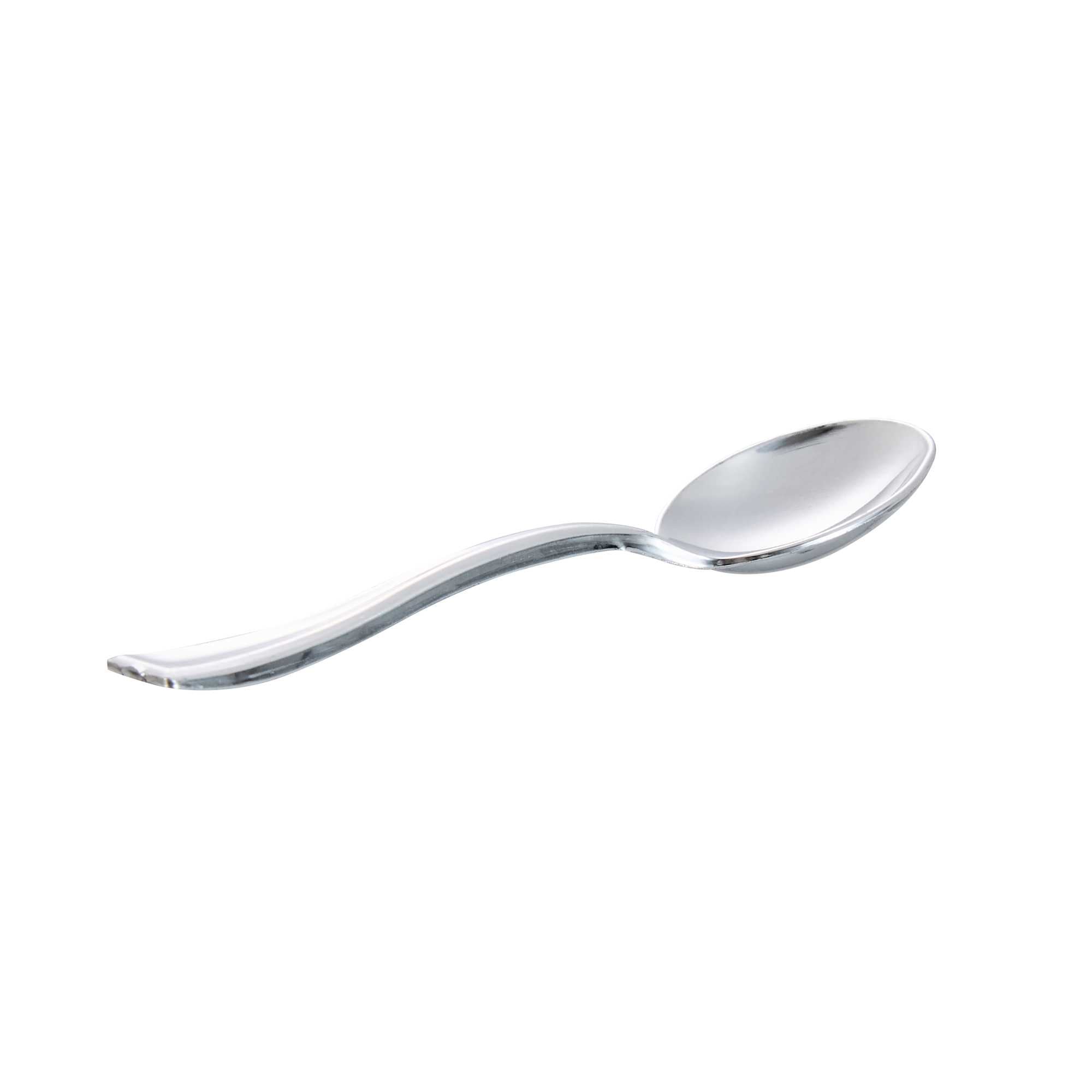Mini Serve Silver Plastic Mini Spoon - 4" - 500 count box