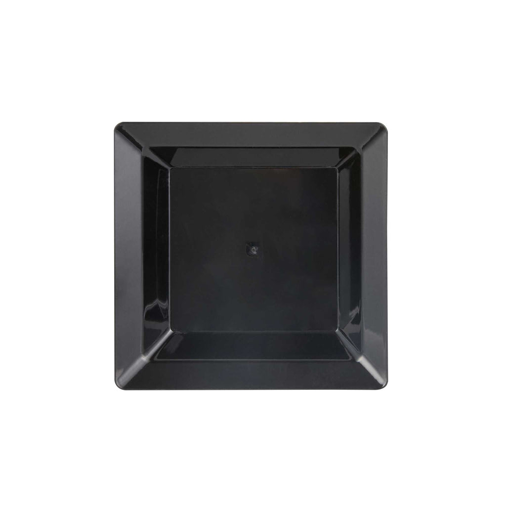 Mini Serve Square Black Plastic Plate - 4 1/4" x 4 1/4" x 1/2" - 100 count box
