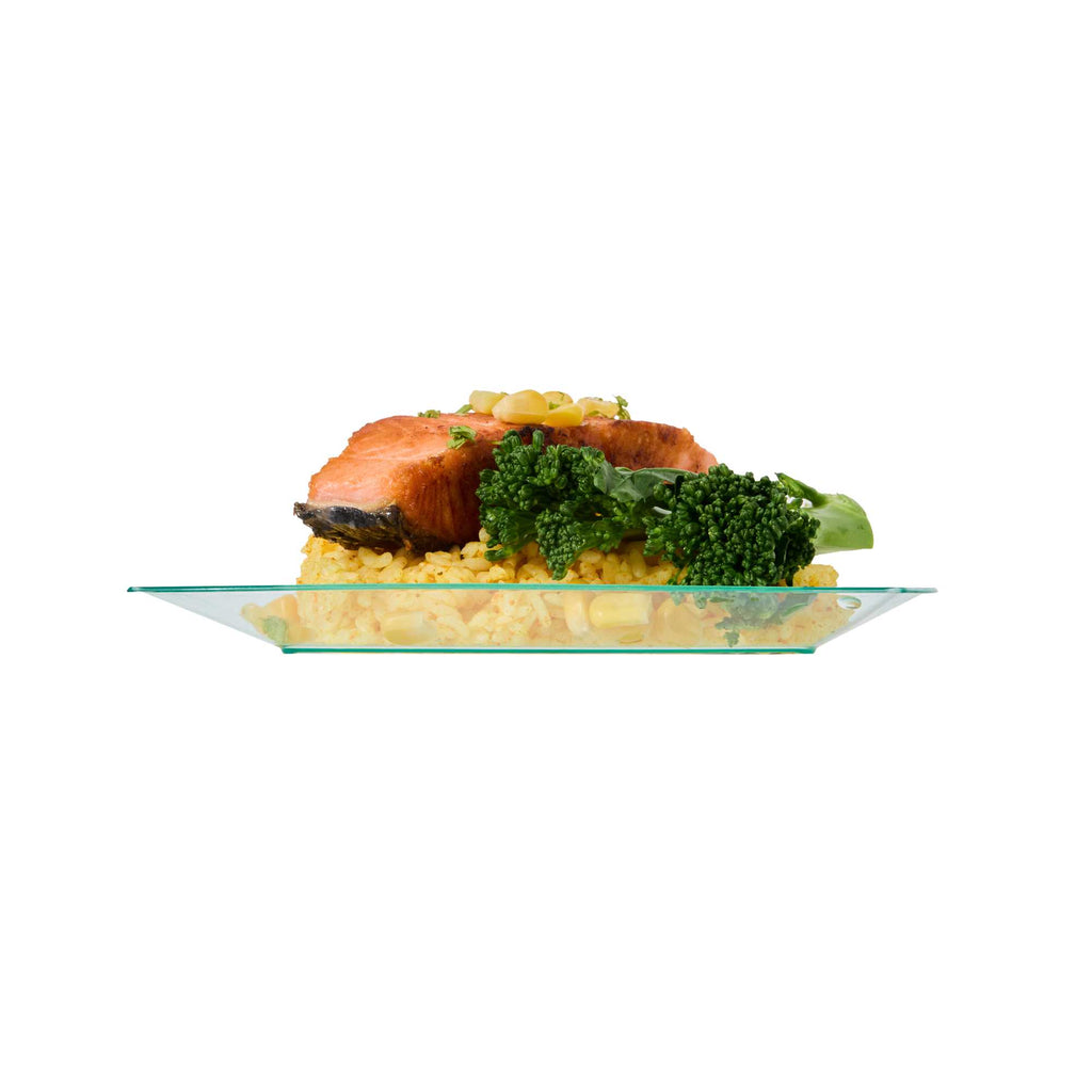 Maxi Serve Square Seagreen Plastic Medium Aqua Plate - 7" x 7" x 1/2" - 100 count box