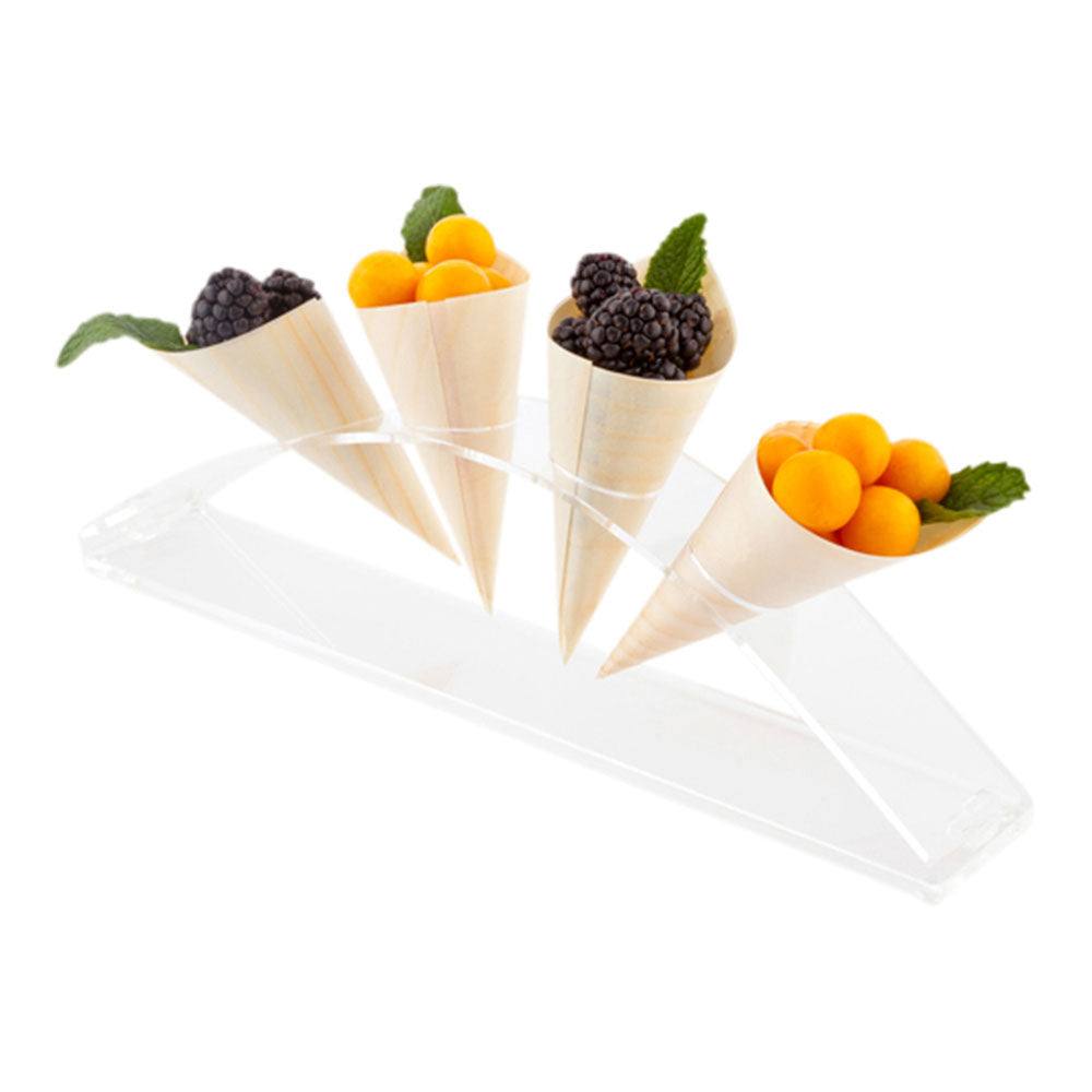 Cone Tek Clear Plastic Rising Sun Cone Stand - 4 slots - 12" x 6" x 3 1/2" - 1 count box