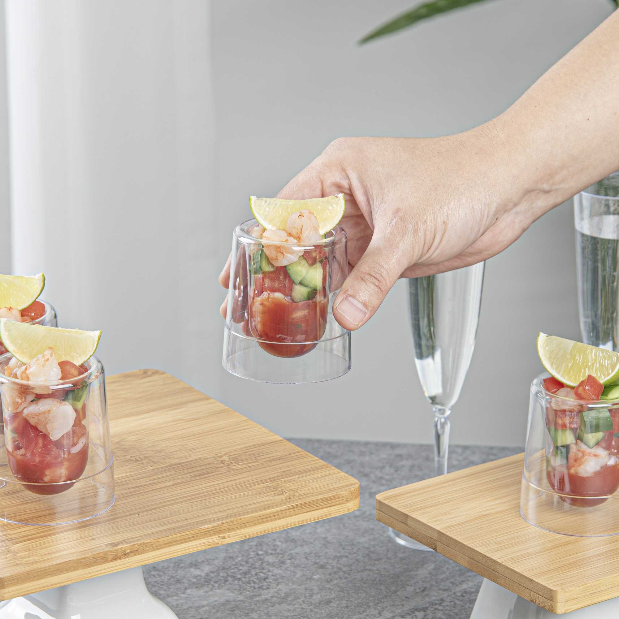 Mini Serve 2 oz Round Clear Plastic Double Walled Cup - 2" x 2" x 2 1/2" - 100 count box