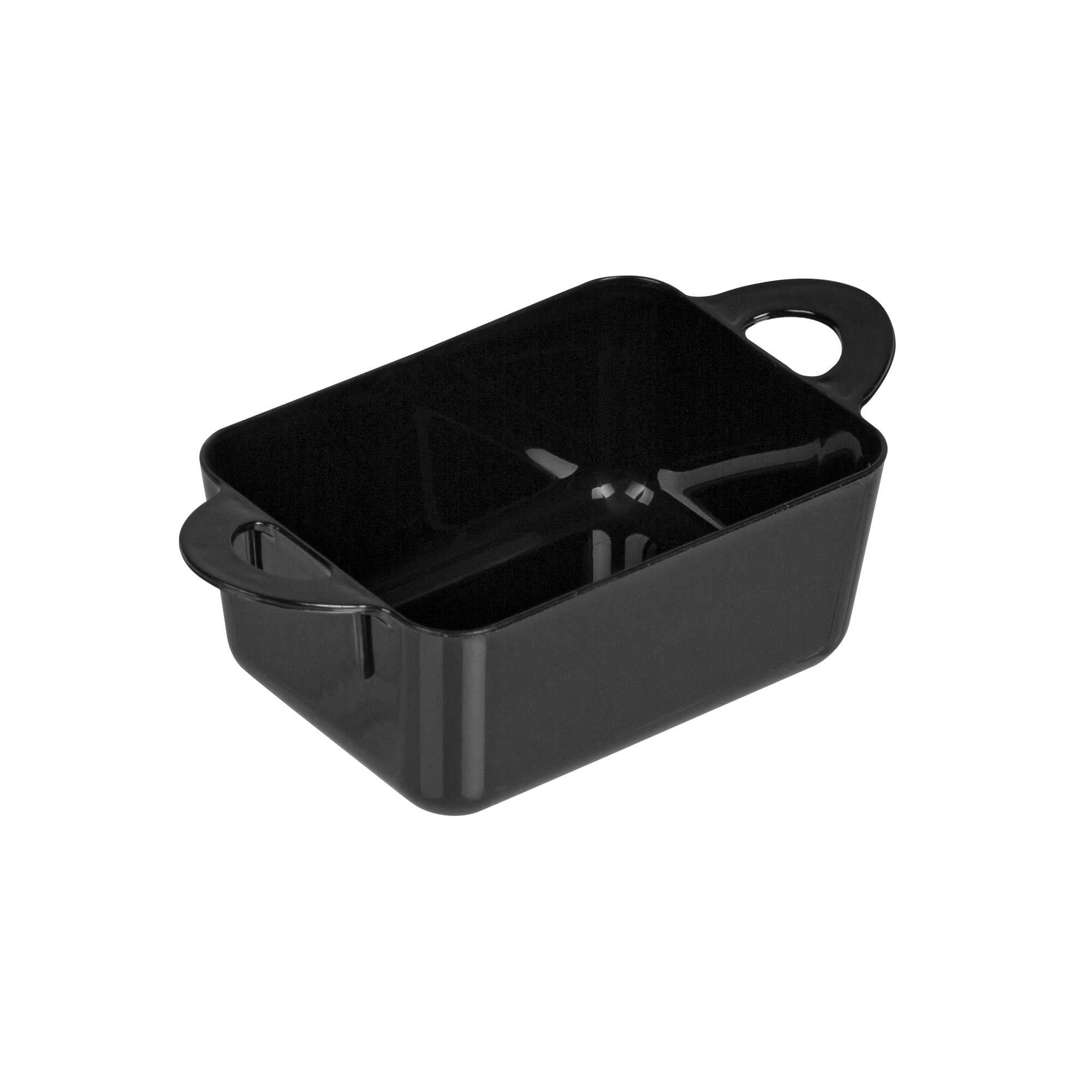 Mini Serve 3 oz Rectangle Black Plastic Cocotte - 3 3/4" x 2" x 1 1/2" - 100 count box