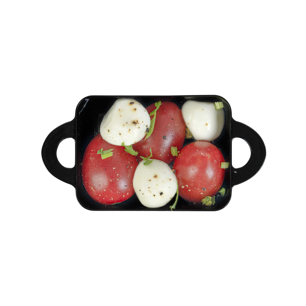 Mini Serve 3 oz Rectangle Black Plastic Cocotte - 3 3/4" x 2" x 1 1/2" - 100 count box
