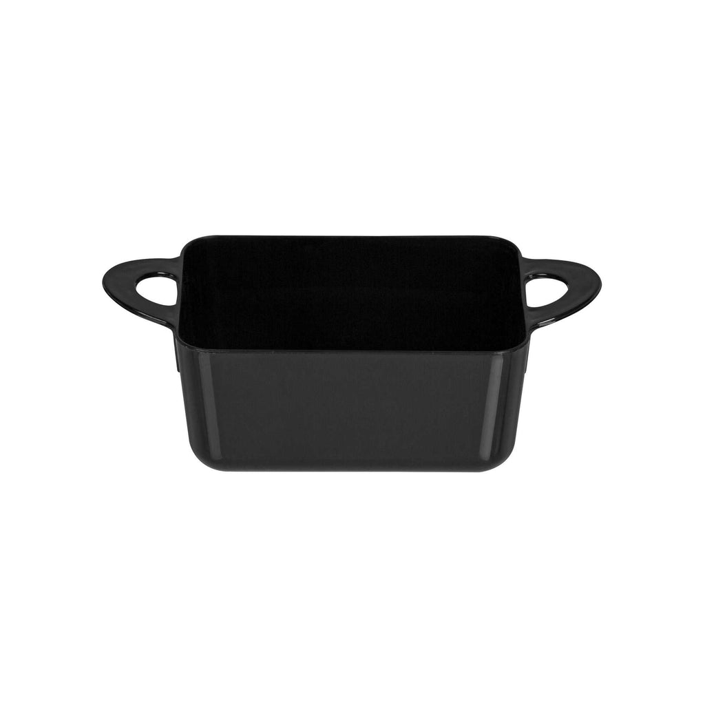Mini Serve 3 oz Rectangle Black Plastic Cocotte - 3 3/4" x 2" x 1 1/2" - 100 count box