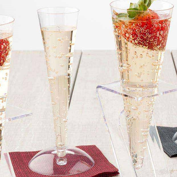 Bev Tek Round Clear Plastic Individual Champagne Flute Base - 2 1/2" x 1/4" - 100 count box