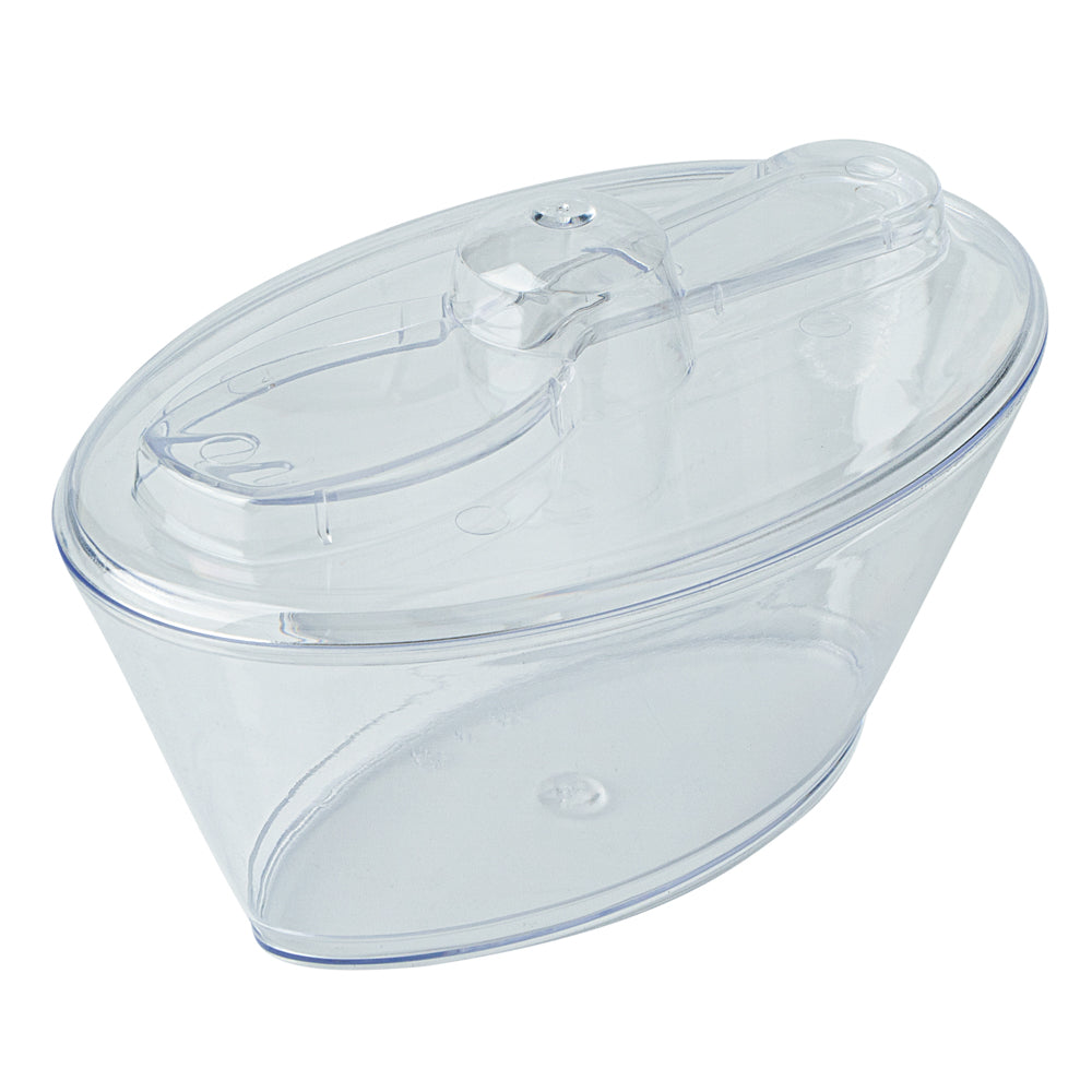 Mini Serve 4 oz Oval Clear Plastic Deli Cup - with Spork in Lid - 4 1/2" x 2 3/4" x 2 3/4" - 100 count box