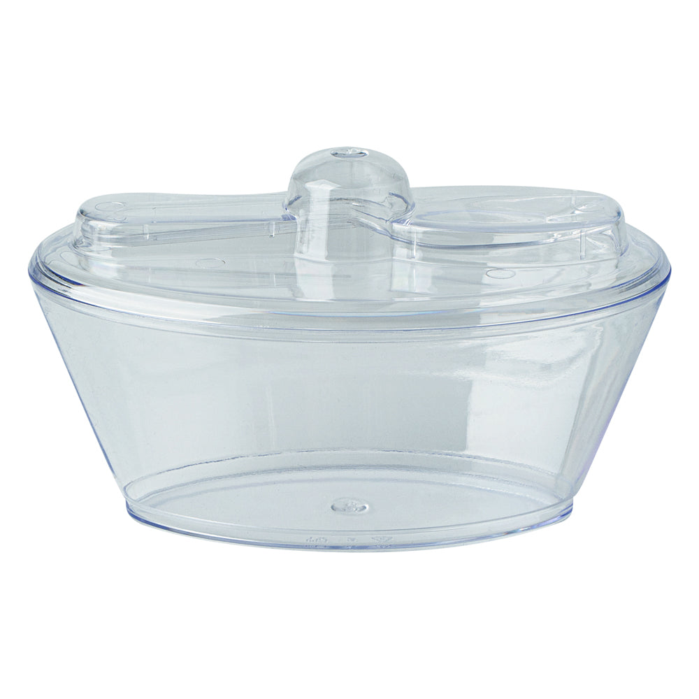 Mini Serve 4 oz Oval Clear Plastic Deli Cup - with Spork in Lid - 4 1/2" x 2 3/4" x 2 3/4" - 100 count box