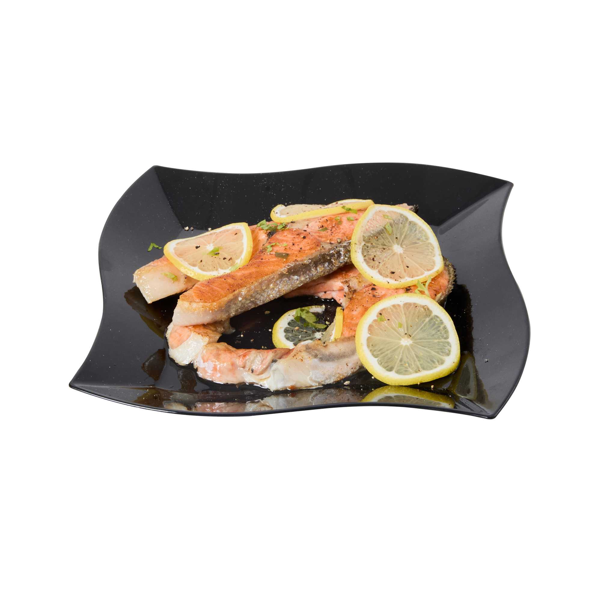 Maxi Serve Square Black Plastic Large Aqua Plate - 9" x 9" x 1/2" - 100 count box