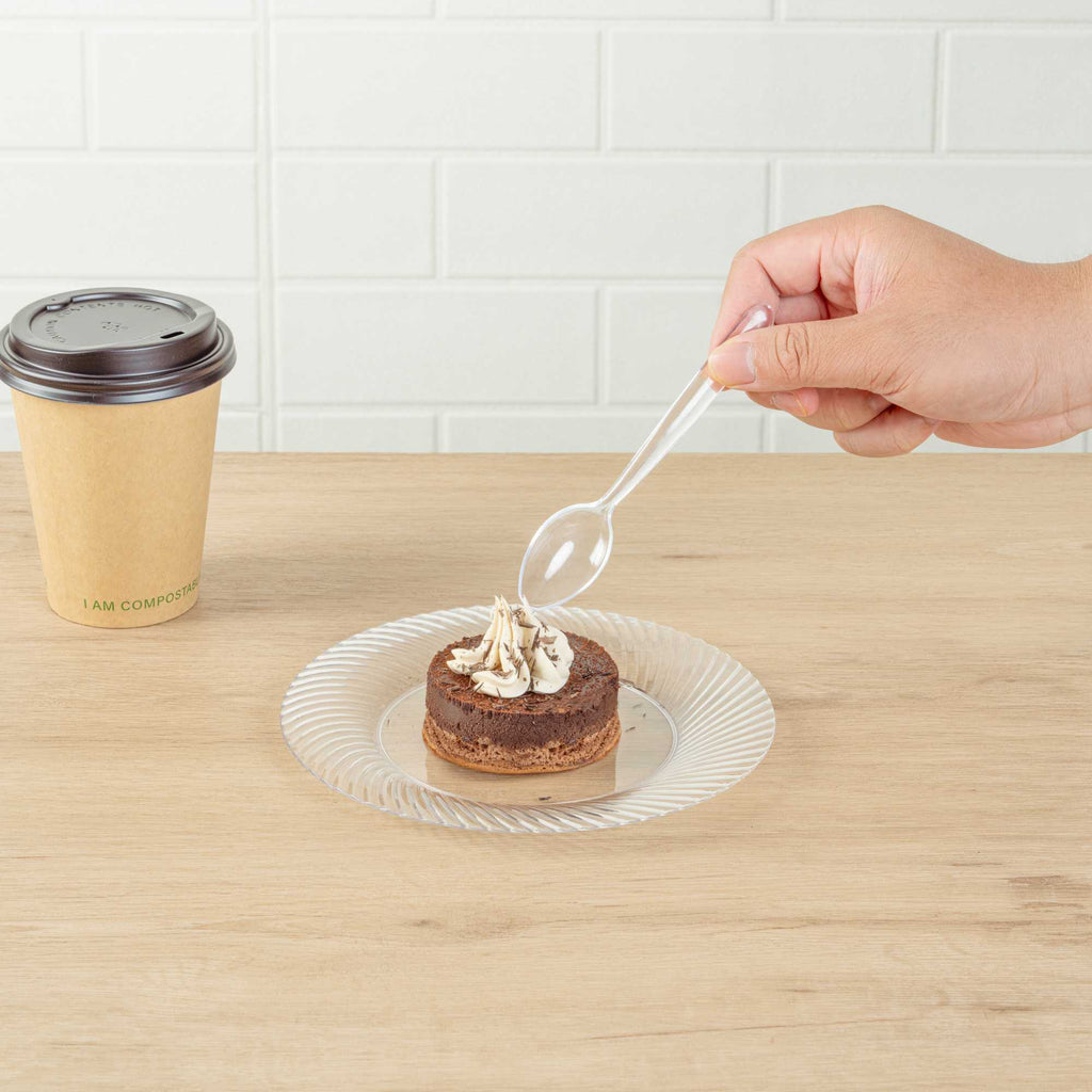 Moderna Clear Plastic Dessert Spoon - 5 1/2" - 250 count box