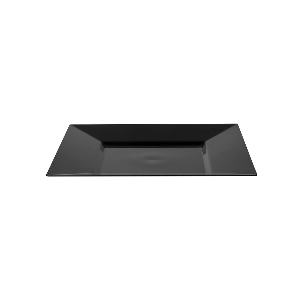 Maxi Serve Square Black Plastic Medium Plate - 8 1/4" x 8 1/4" x 1/2" - 100 count box