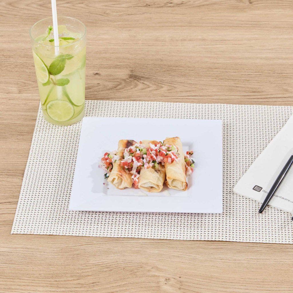 Maxi Serve Square White Plastic Medium Plate - 8 1/4" x 8 1/4" x 1/2" - 100 count box